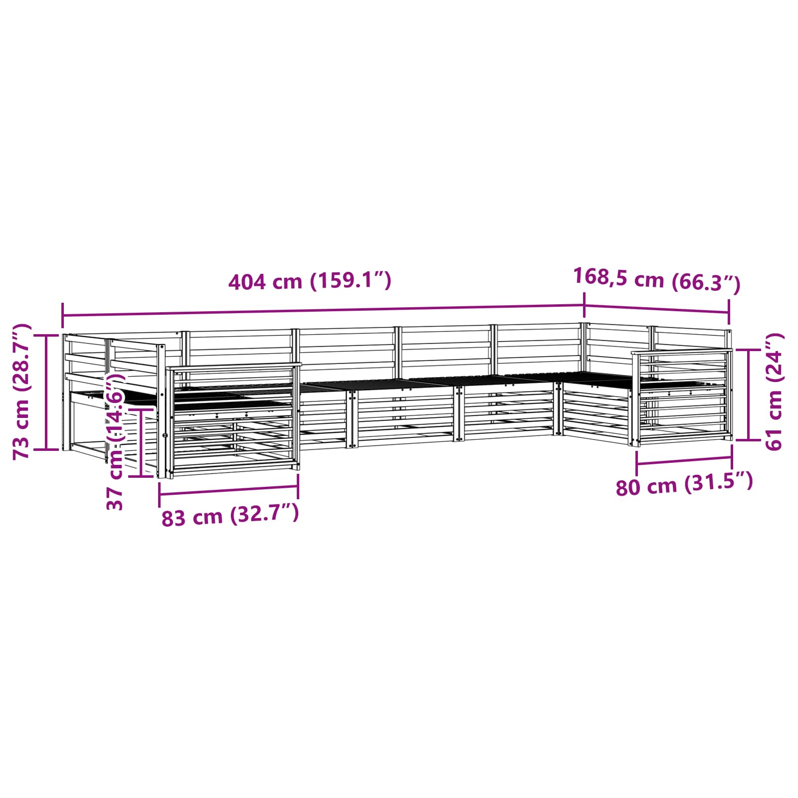 Setovi sofa 7 pcs Prirodna Čvrsto drvo akacije