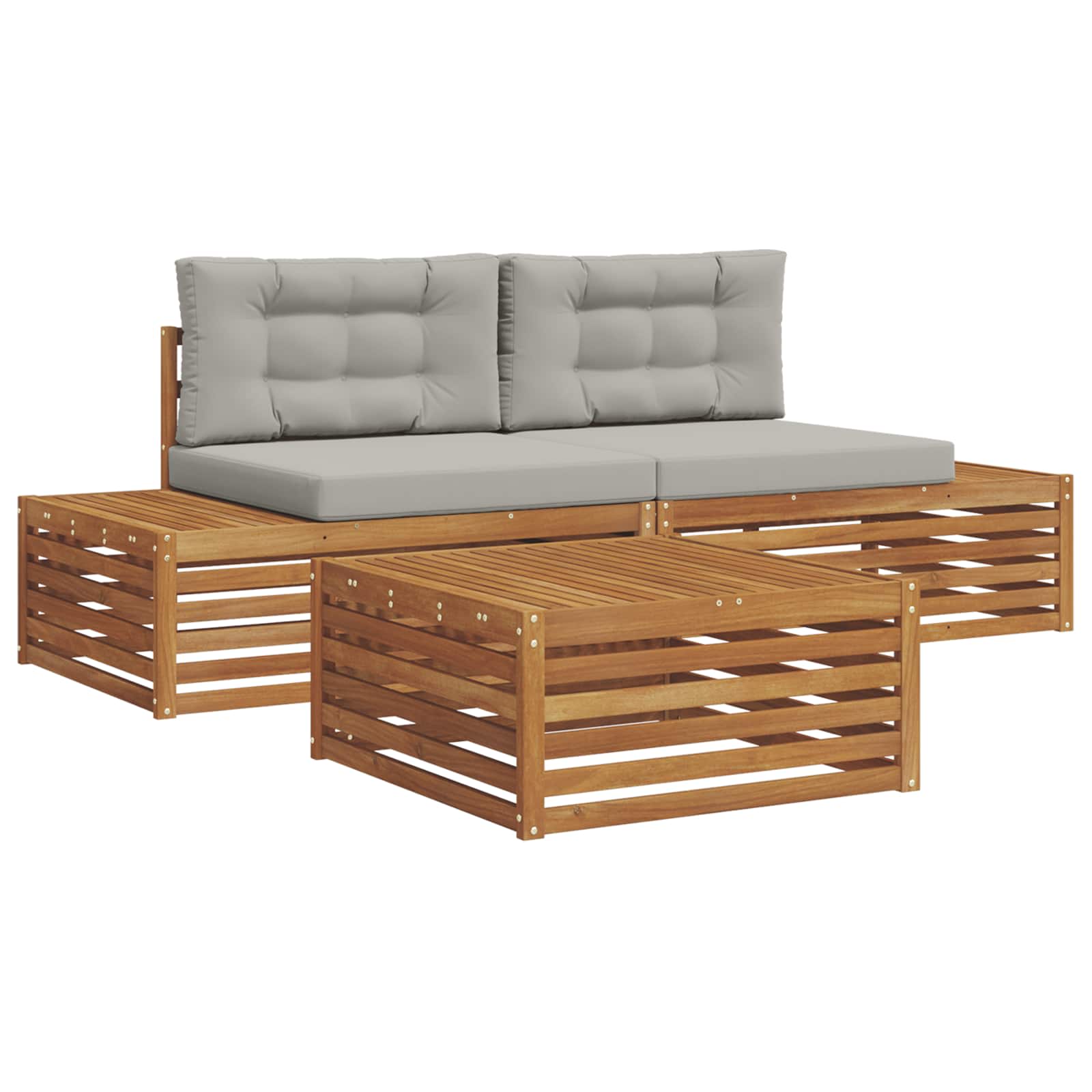 Set vanjskih sofa s jastukom 3 Komad Prirodna i svijetlo siva