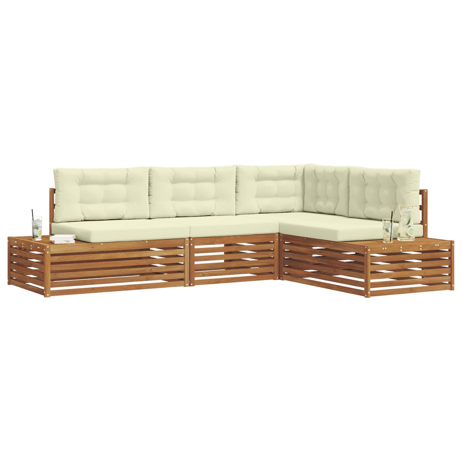 Set vanjskih sofa s jastukom 4 Komad Prirodna i krem