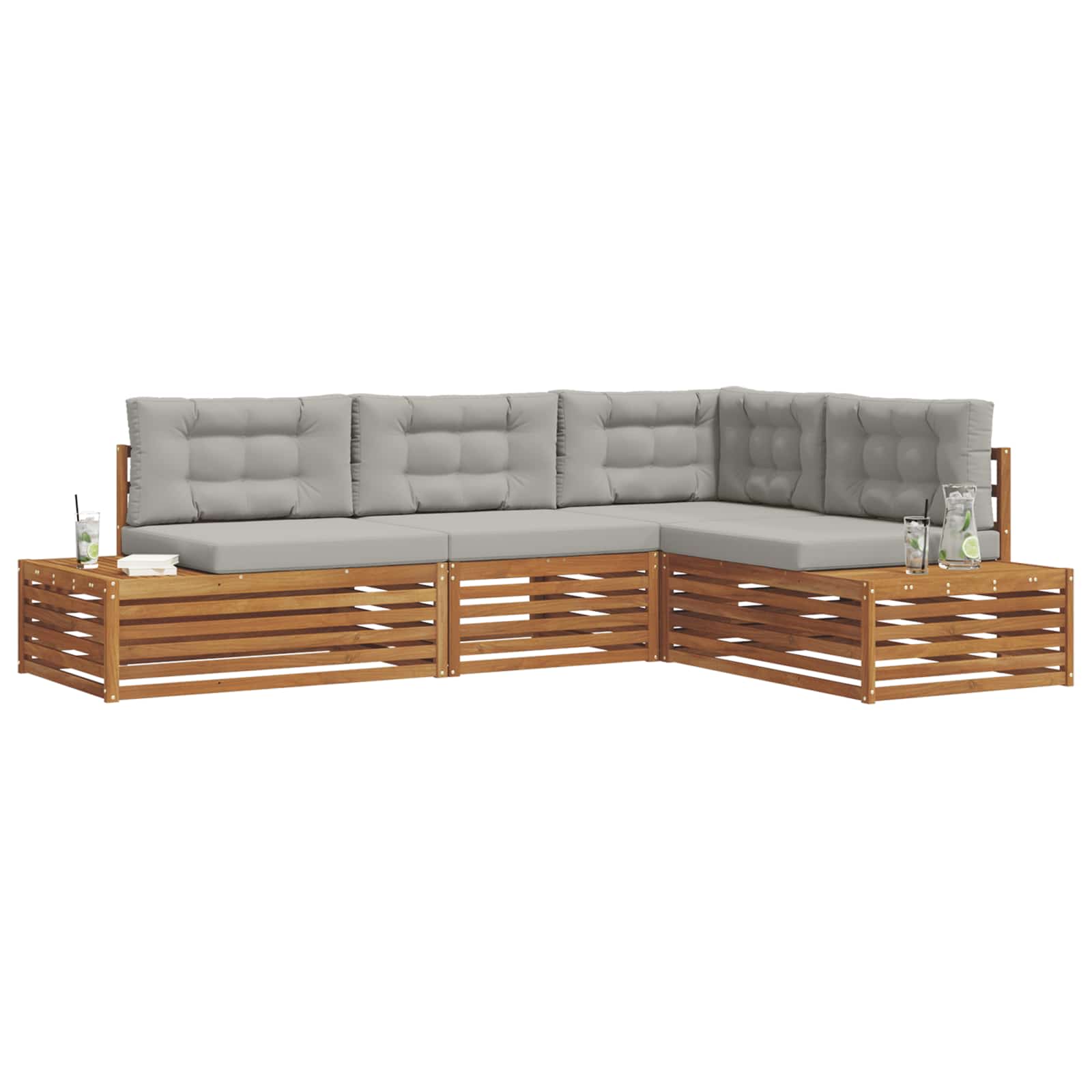 Set vanjskih sofa s jastukom 4 Komad Prirodna i svijetlo siva