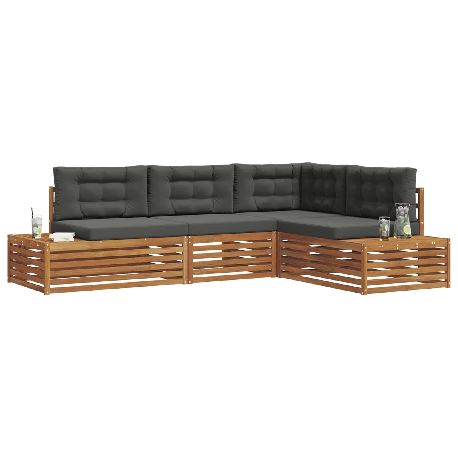 Set vanjskih sofa s jastukom 4 Komad Prirodna i antracit