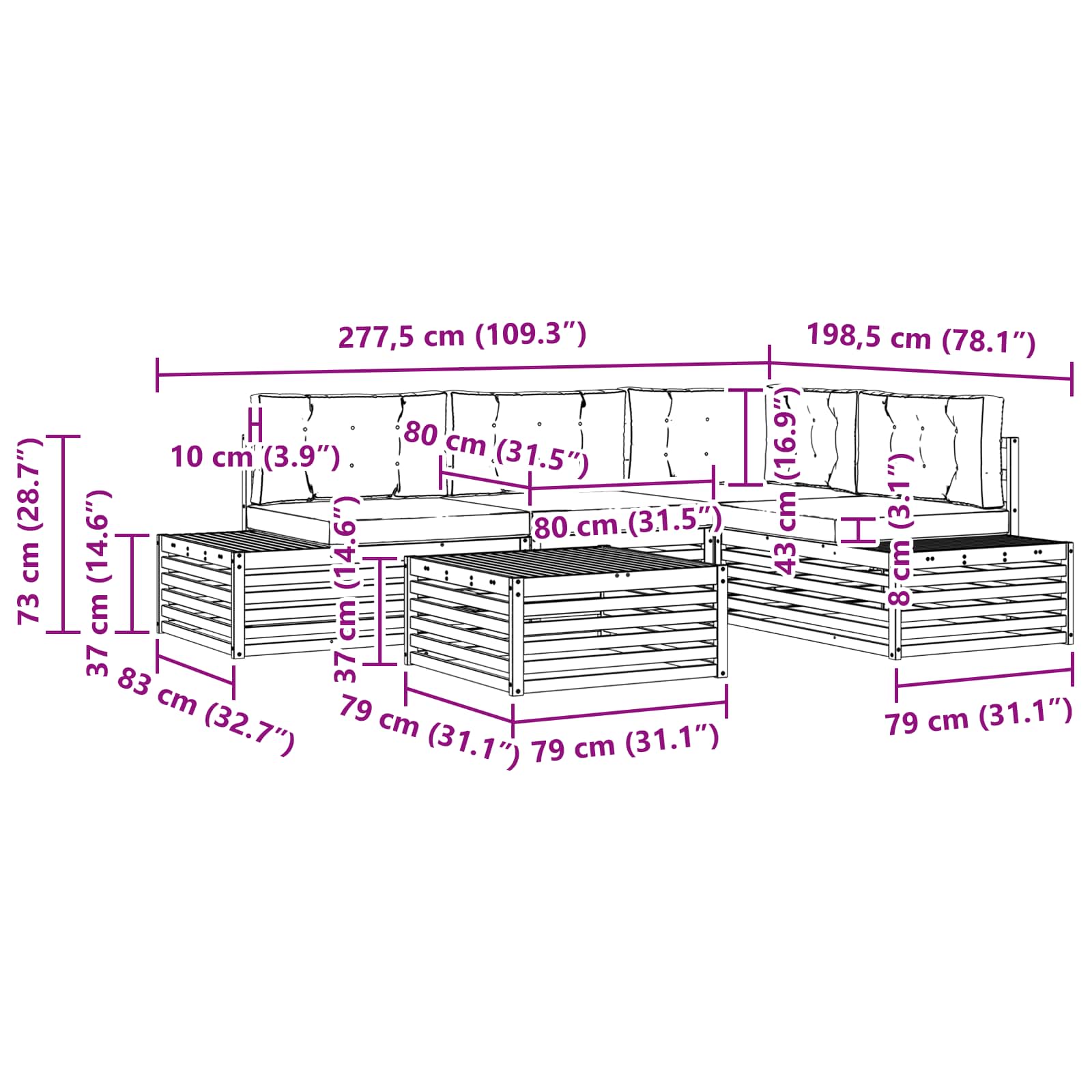Set vanjskih sofa s jastukom 5 Komad Prirodna i antracit