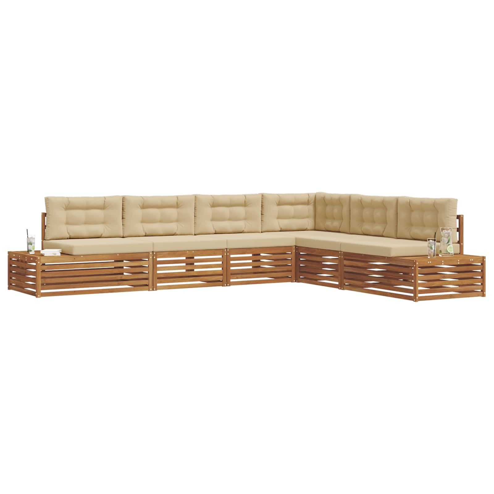Set vanjskih sofa s jastukom 6 Komad Prirodna i bež