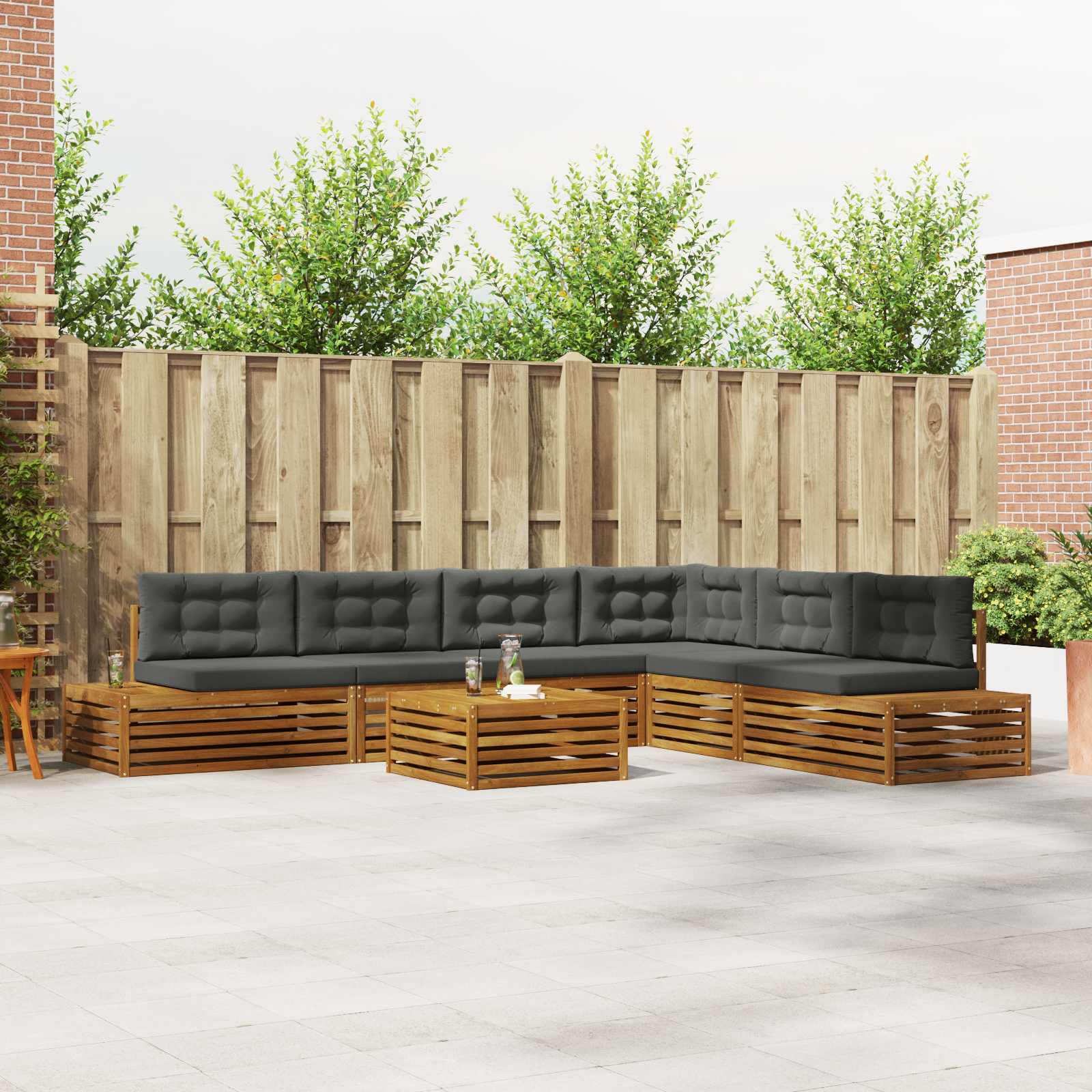 Set vanjskih sofa s jastukom 7 Komad Prirodna i antracit