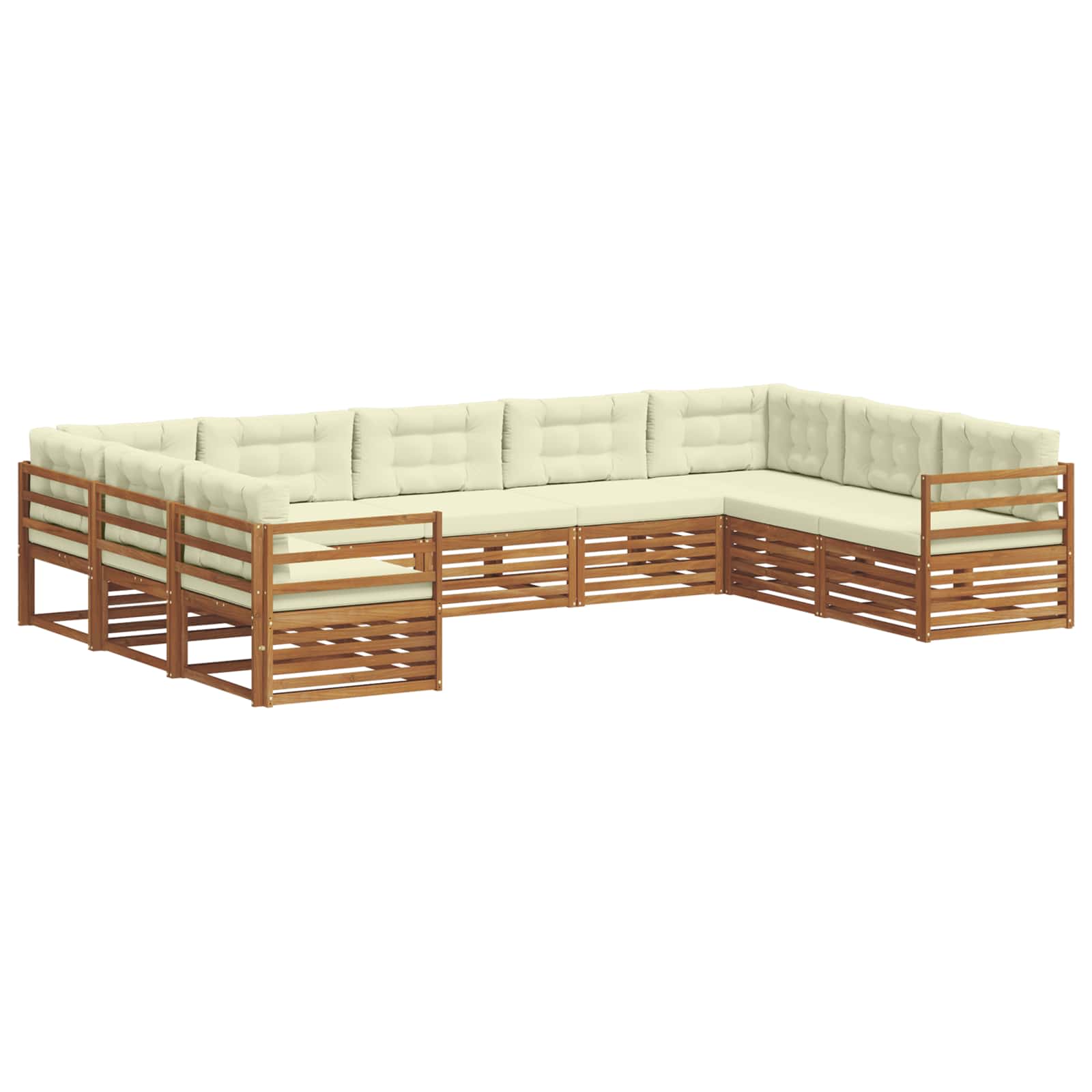 Set vanjskih sofa 9 pcs Prirodna i krem Čvrsto drvo akacije