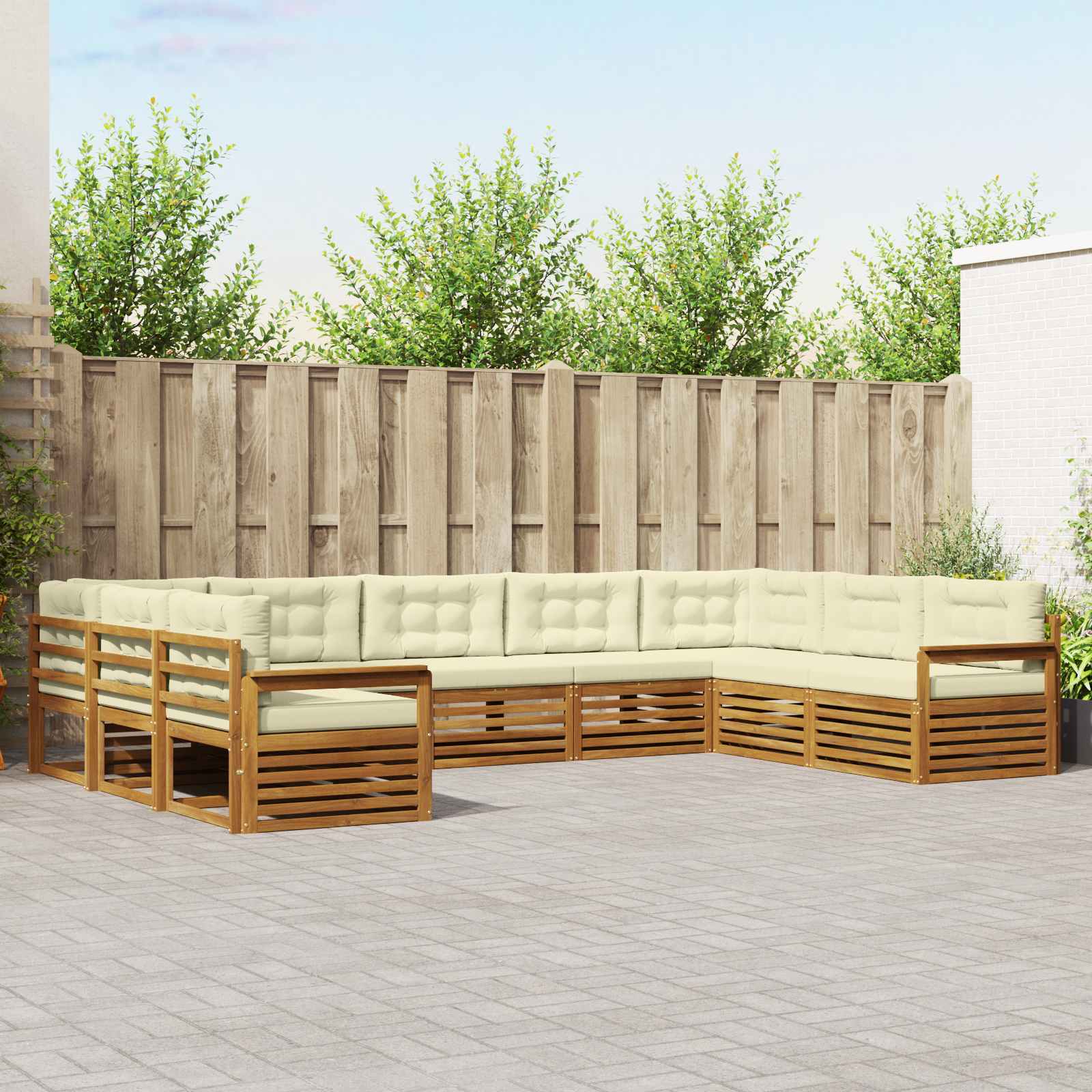 Set vanjskih sofa 9 pcs Prirodna i krem Čvrsto drvo akacije