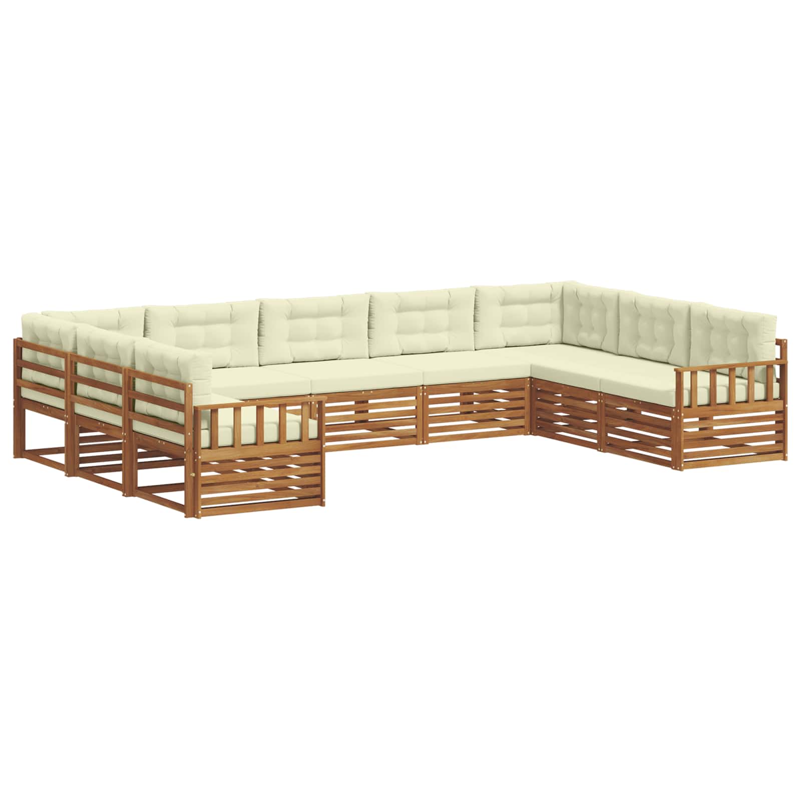 Set vanjskih sofa 9 pcs Prirodna i krem Čvrsto drvo akacije