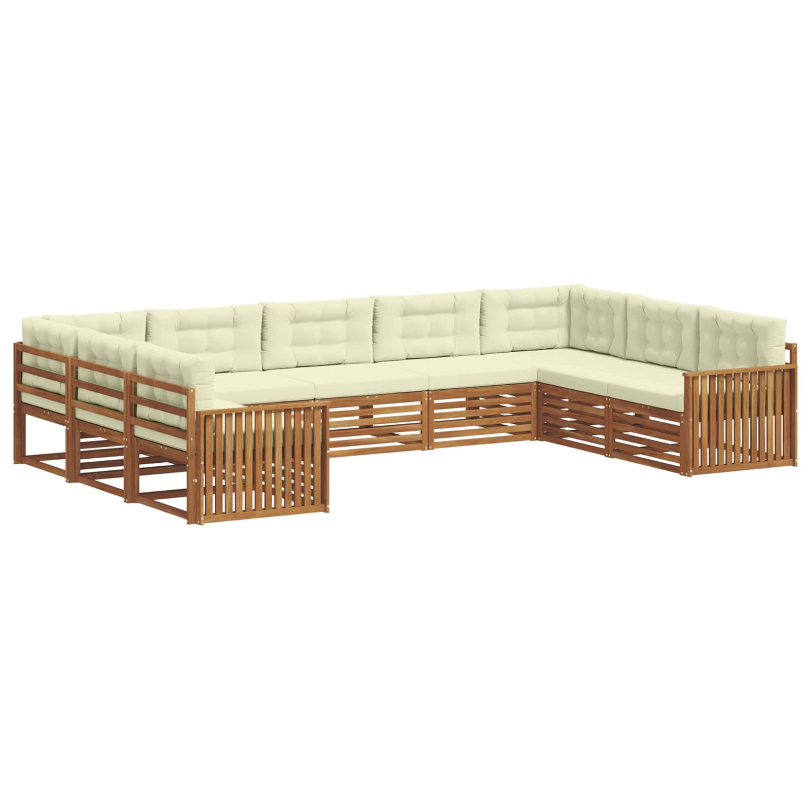 Set vanjskih sofa 9 pcs Prirodna i krem Čvrsto drvo akacije