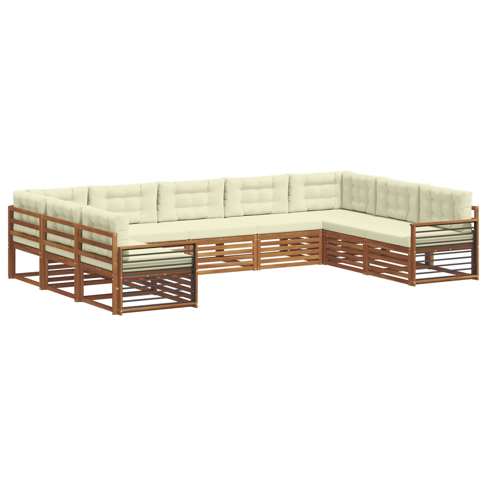 Set vanjskih sofa 9 pcs Prirodna i krem Čvrsto drvo akacije