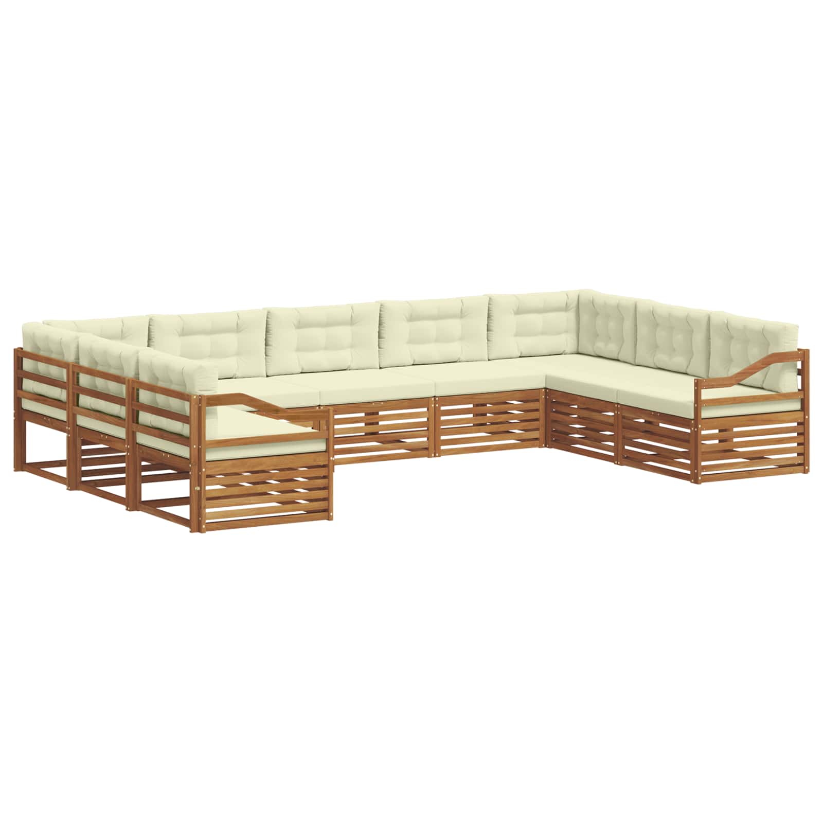 Set vanjskih sofa 9 pcs Prirodna i krem Čvrsto drvo akacije
