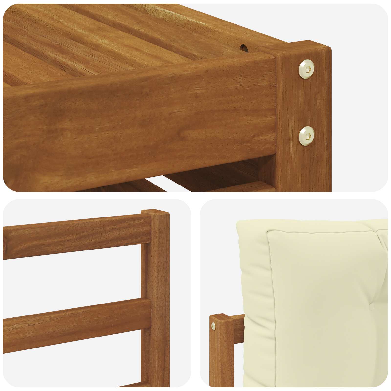 Set vanjskih sofa 10 pcs Prirodna i krem Čvrsto drvo akacije