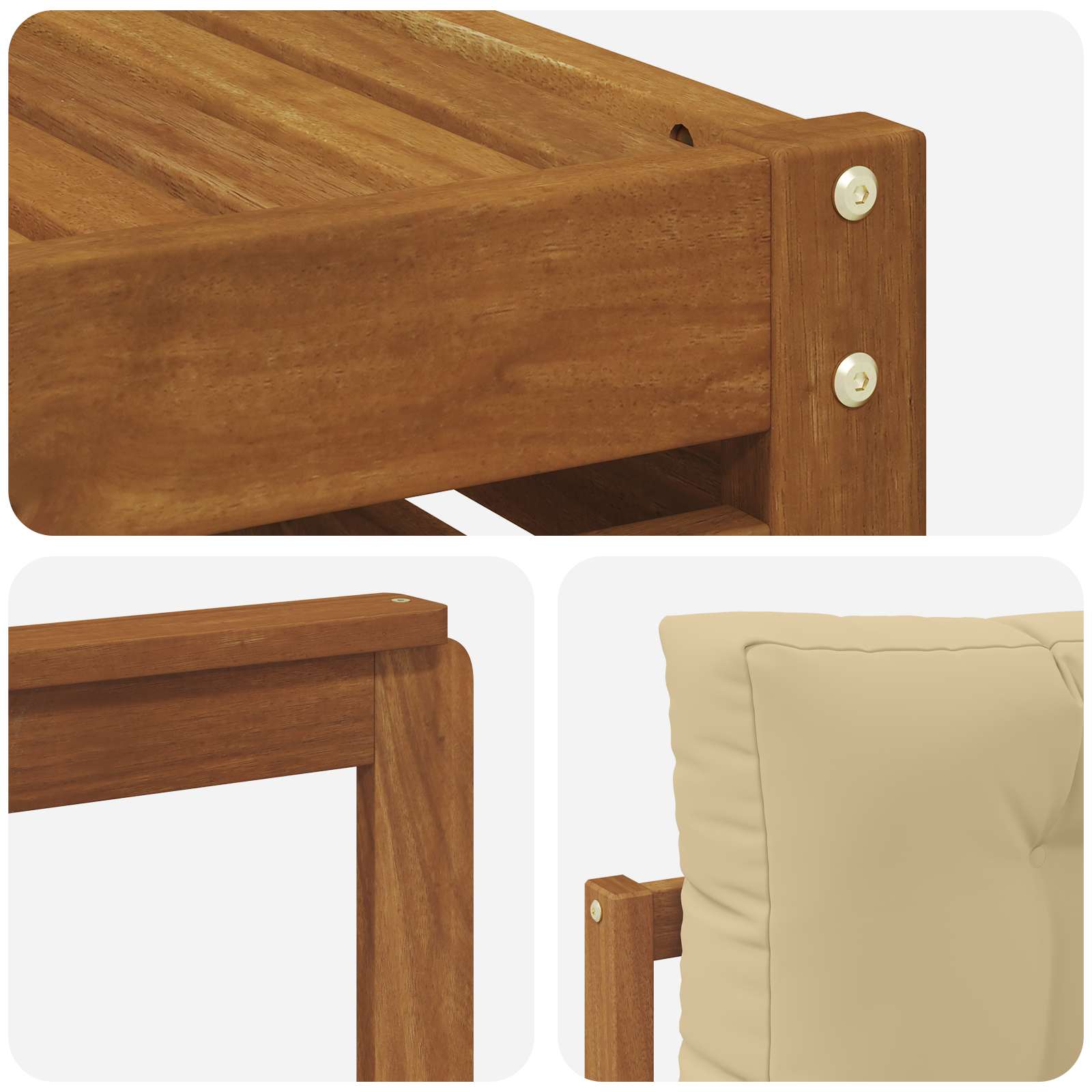 Set vanjskih sofa 10 pcs Prirodna i bež Čvrsto drvo akacije