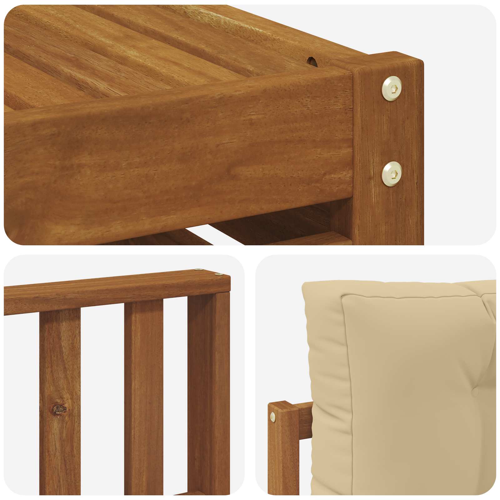 Set vanjskih sofa 10 pcs Prirodna i bež Čvrsto drvo akacije