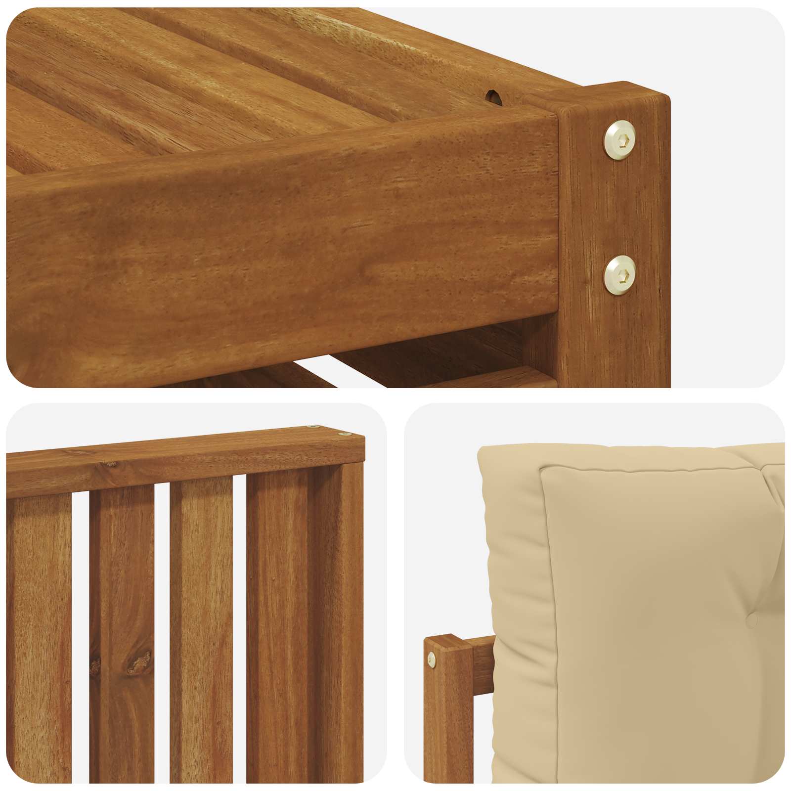 Set vanjskih sofa 10 pcs Prirodna i bež Čvrsto drvo akacije
