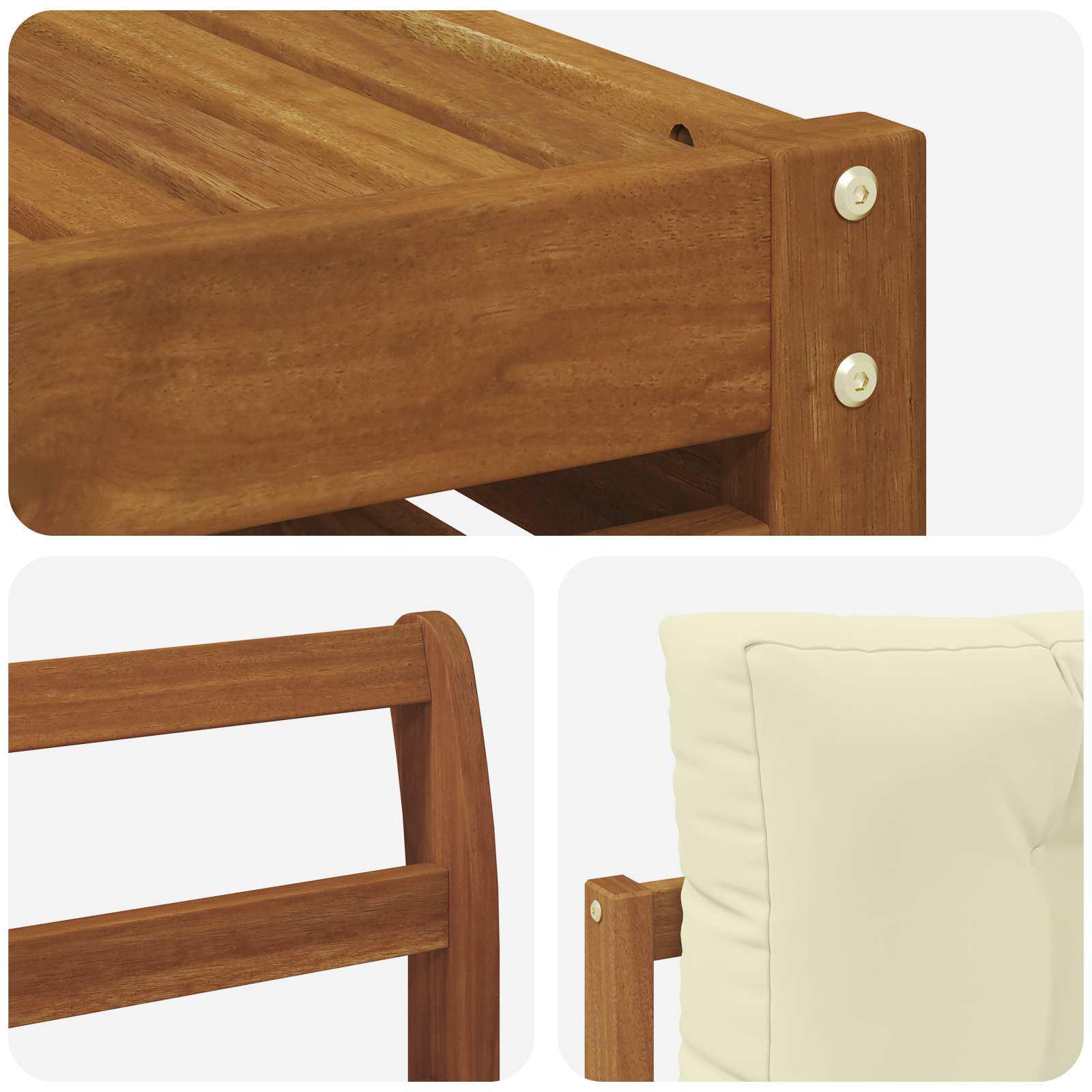 Set vanjskih sofa 10 pcs Prirodna i krem Čvrsto drvo akacije