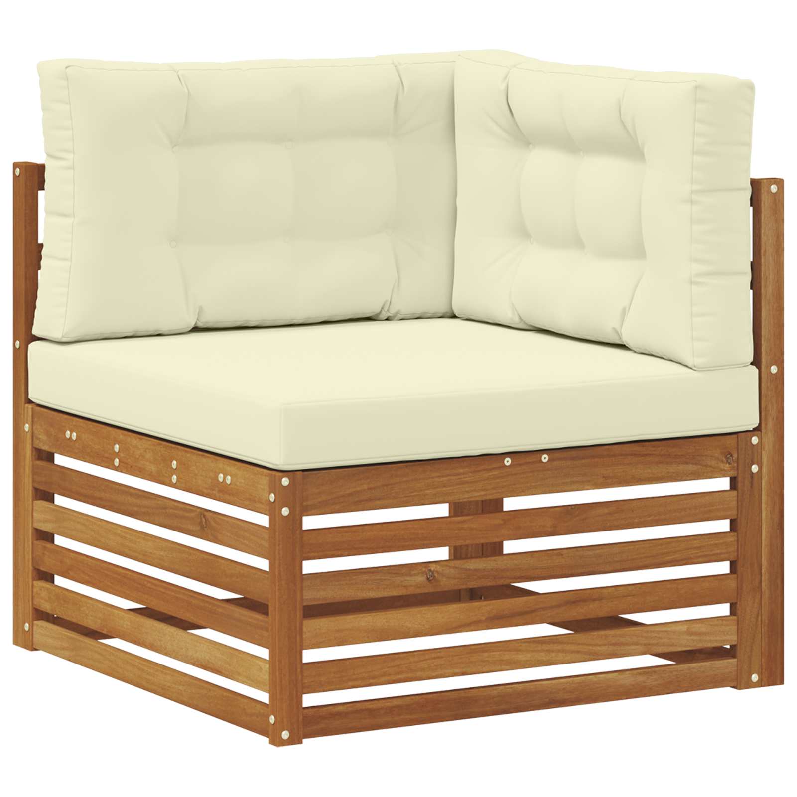 Set vanjskih sofa 10 pcs Prirodna i krem Čvrsto drvo akacije