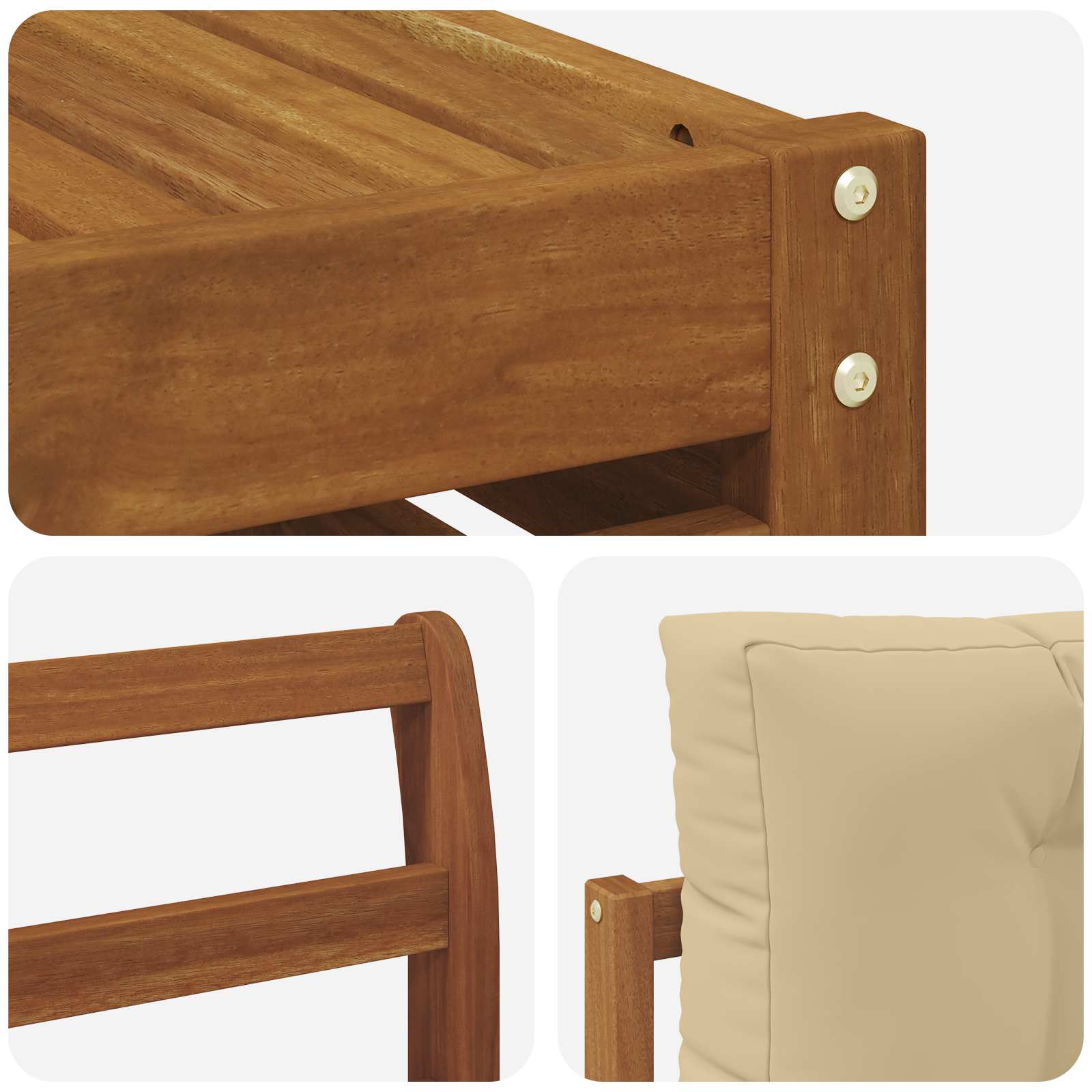 Set vanjskih sofa 10 pcs Prirodna i bež Čvrsto drvo akacije