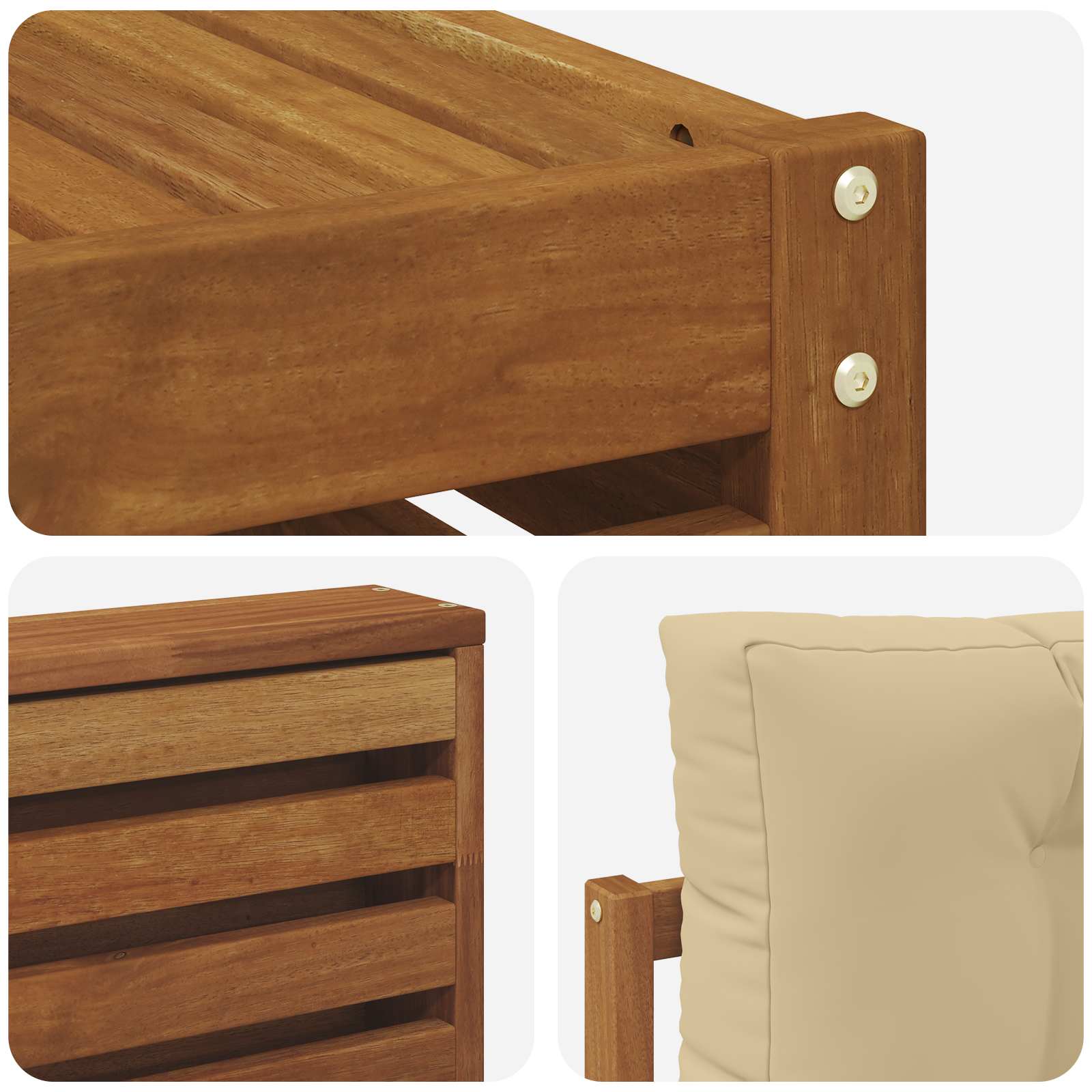 Set vanjskih sofa 10 pcs Prirodna i bež Čvrsto drvo akacije