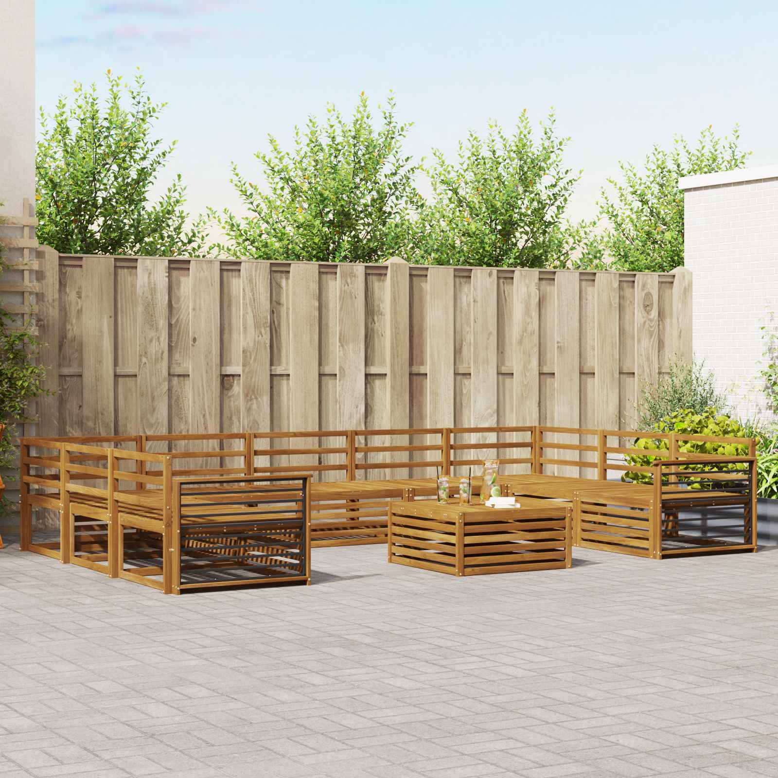 Setovi sofa 10 pcs Prirodna Čvrsto drvo akacije