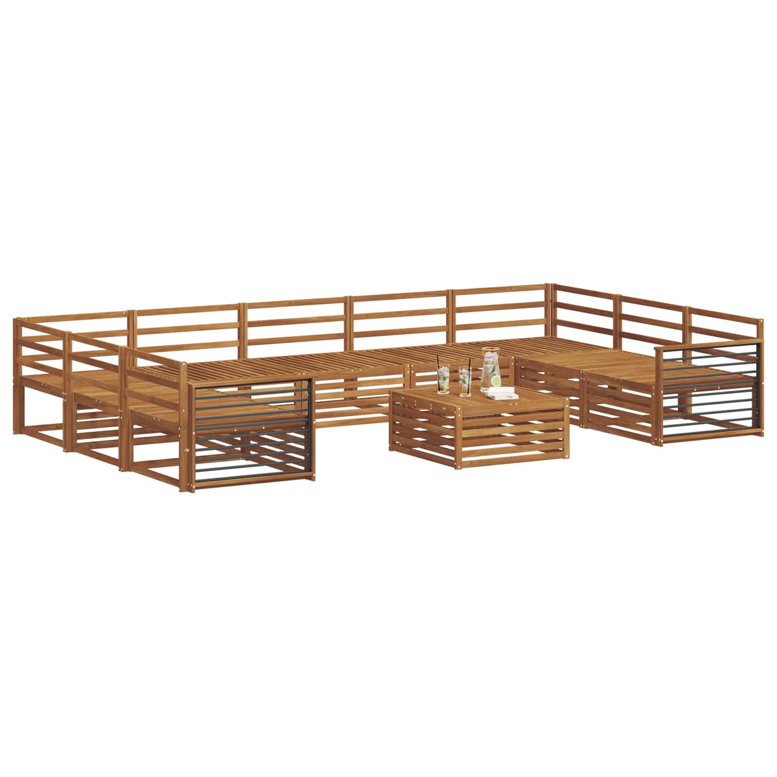 Setovi sofa 10 pcs Prirodna Čvrsto drvo akacije