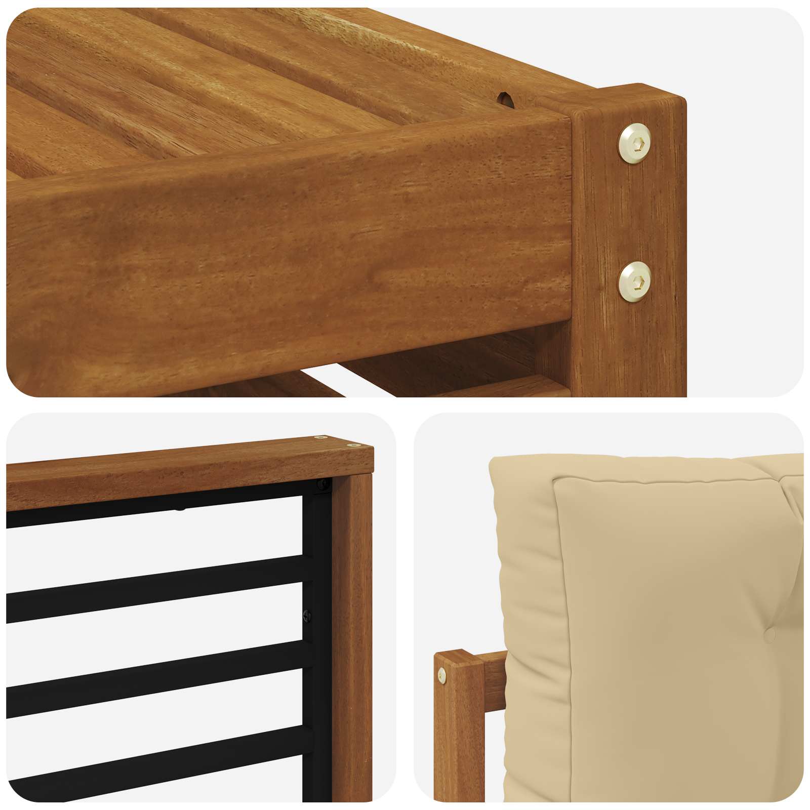 Set vanjskih sofa 10 pcs Prirodna i bež Čvrsto drvo akacije