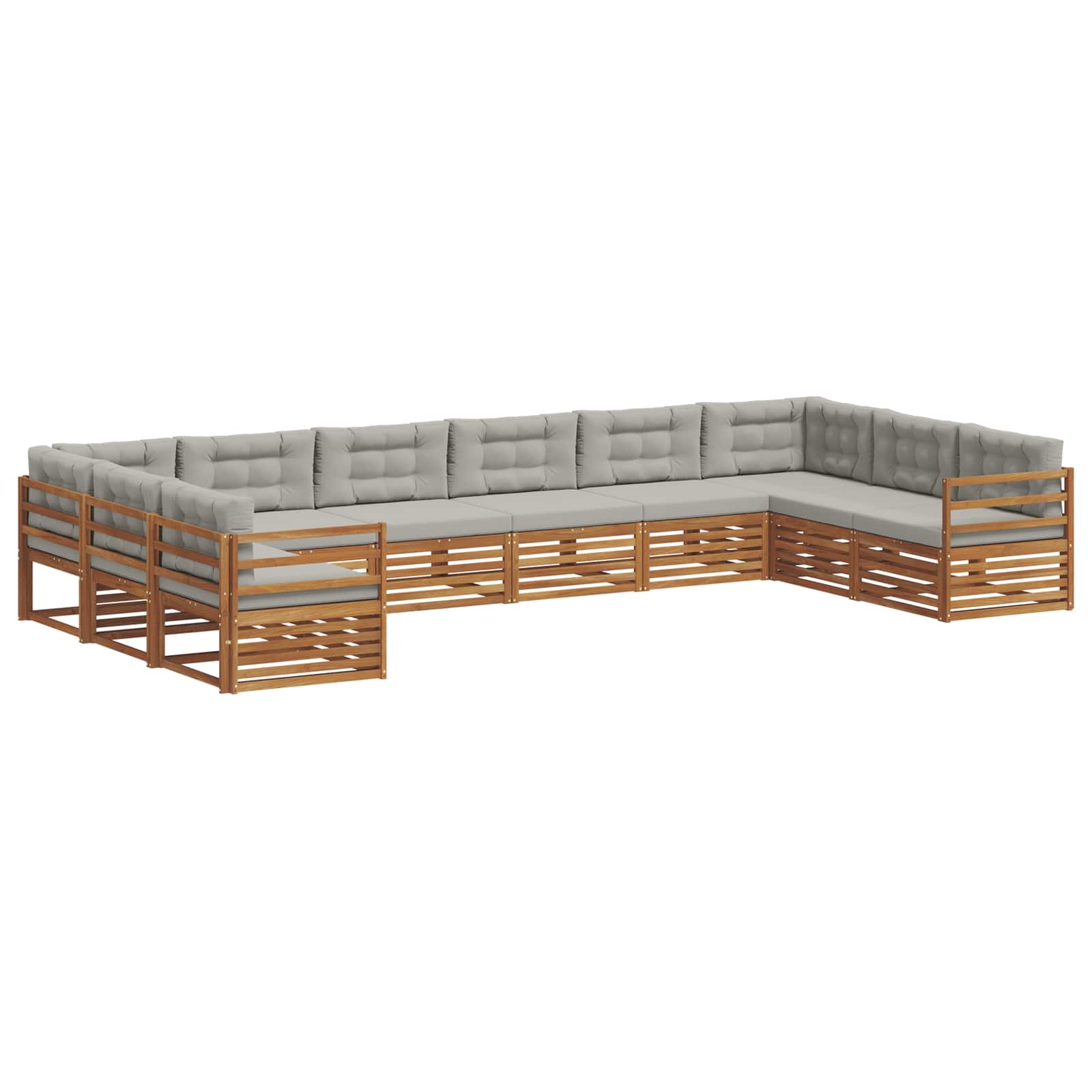 Setovi sofa 5 pcs Prirodna i svijetlo siva Čvrsto drvo akacije