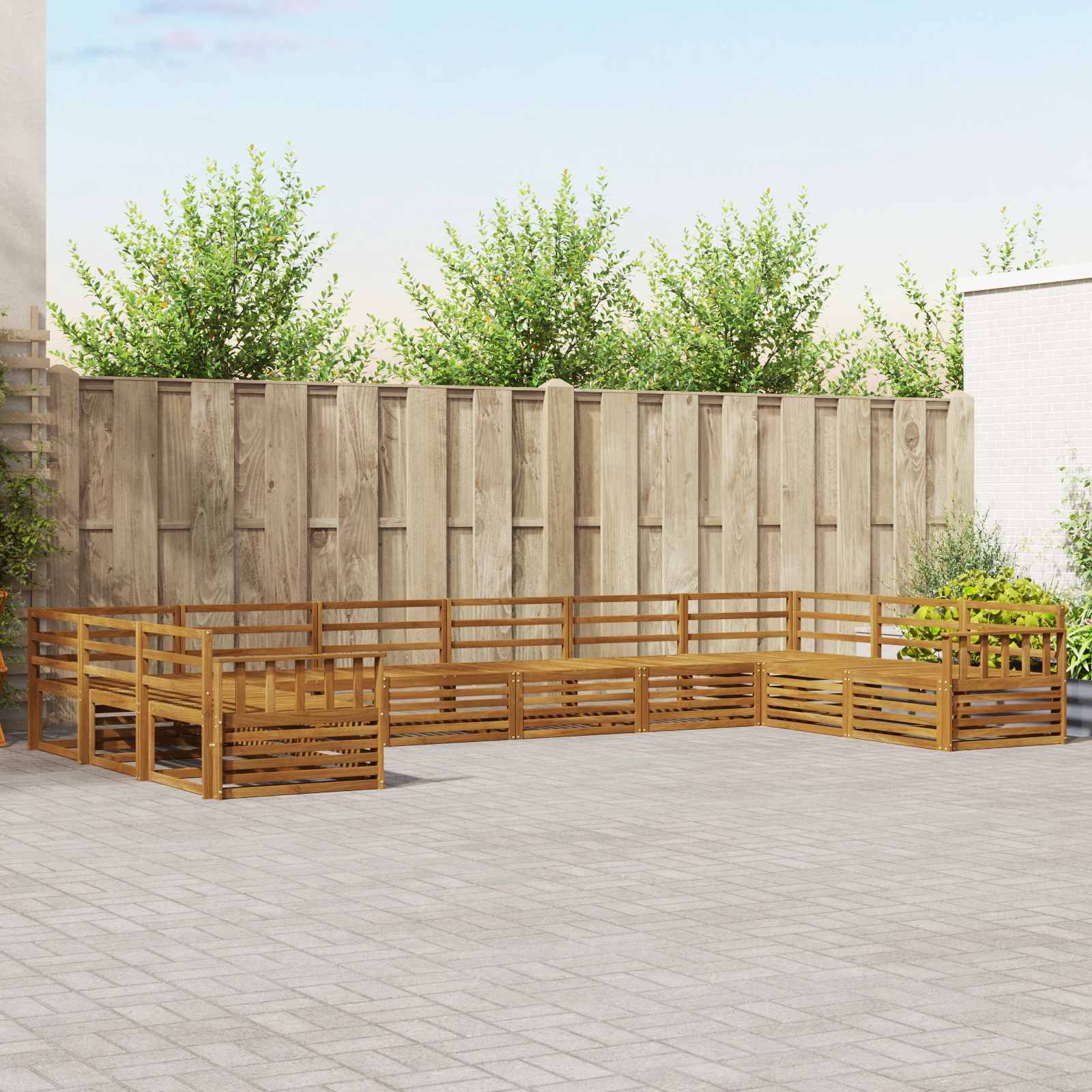 Setovi sofa 10 pcs Prirodna Čvrsto drvo akacije