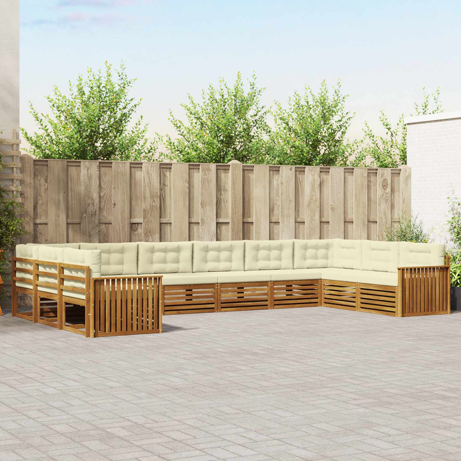 Setovi sofa 6 pcs Prirodna i krem Čvrsto drvo akacije