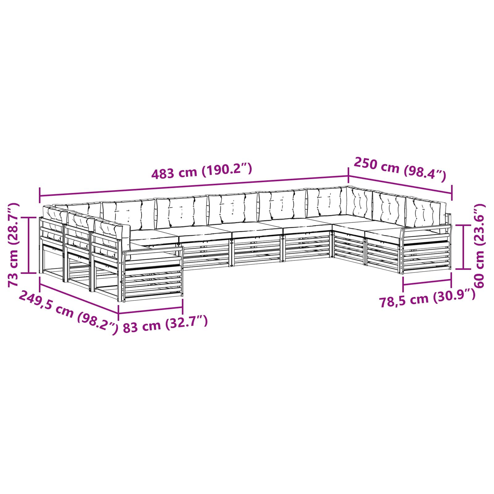 Setovi sofa 7 pcs Prirodna i svijetlo siva Čvrsto drvo akacije