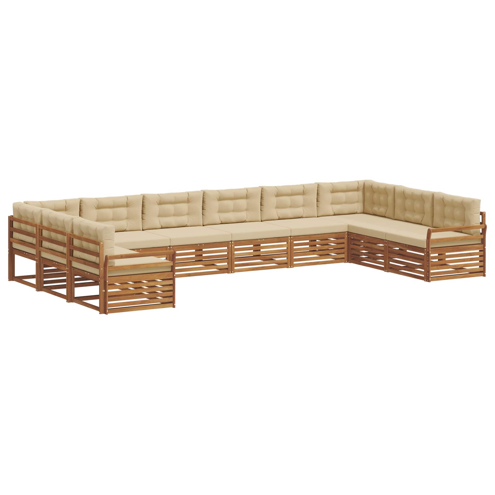 Setovi sofa s jastukom 8 pcs Prirodna i bež Čvrsto drvo akacije