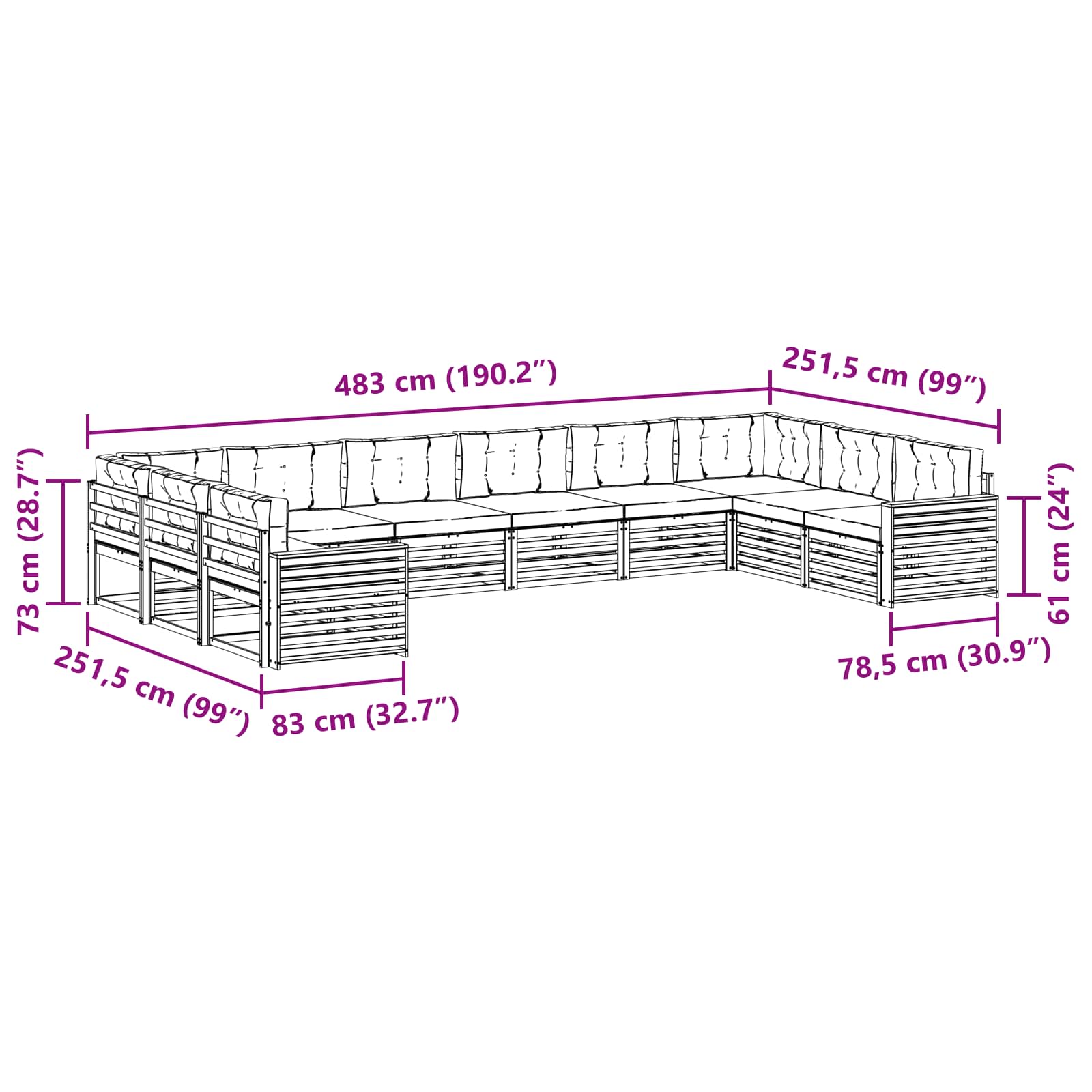 Setovi sofa 8 pcs Prirodna i krem Čvrsto drvo akacije