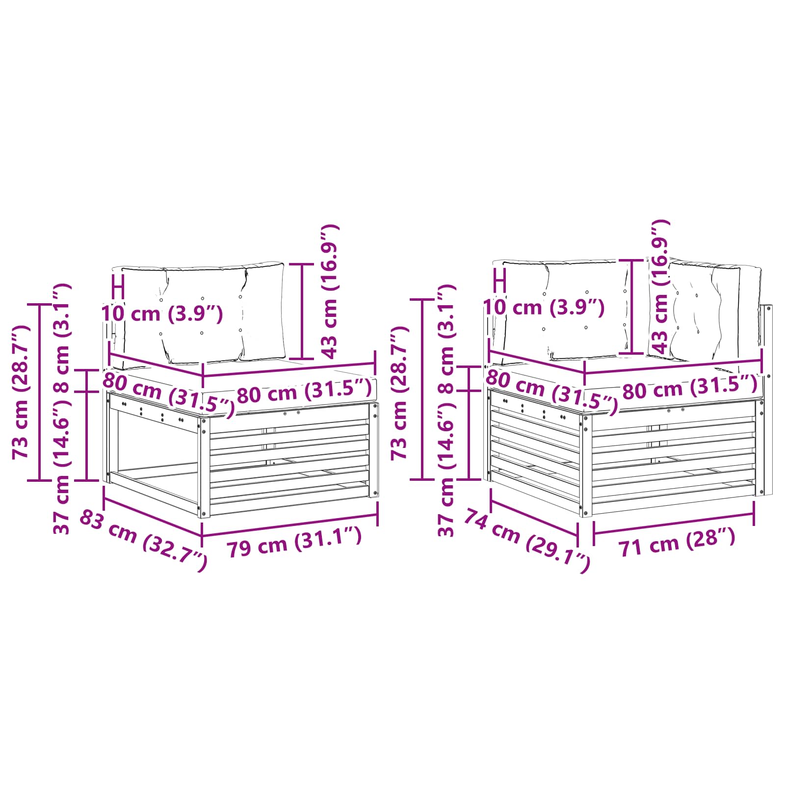 Setovi sofa 10 pcs Prirodna i krem Čvrsto drvo akacije