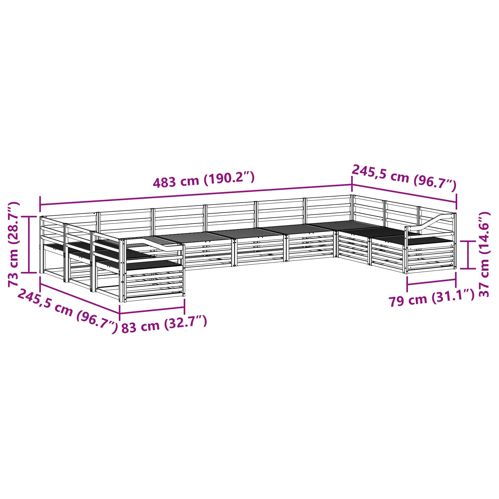 Setovi sofa 10 pcs Prirodna Čvrsto drvo akacije