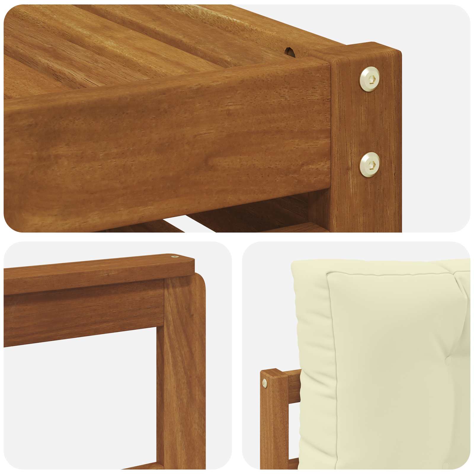 Setovi sofa 11 pcs Prirodna i krem Čvrsto drvo akacije