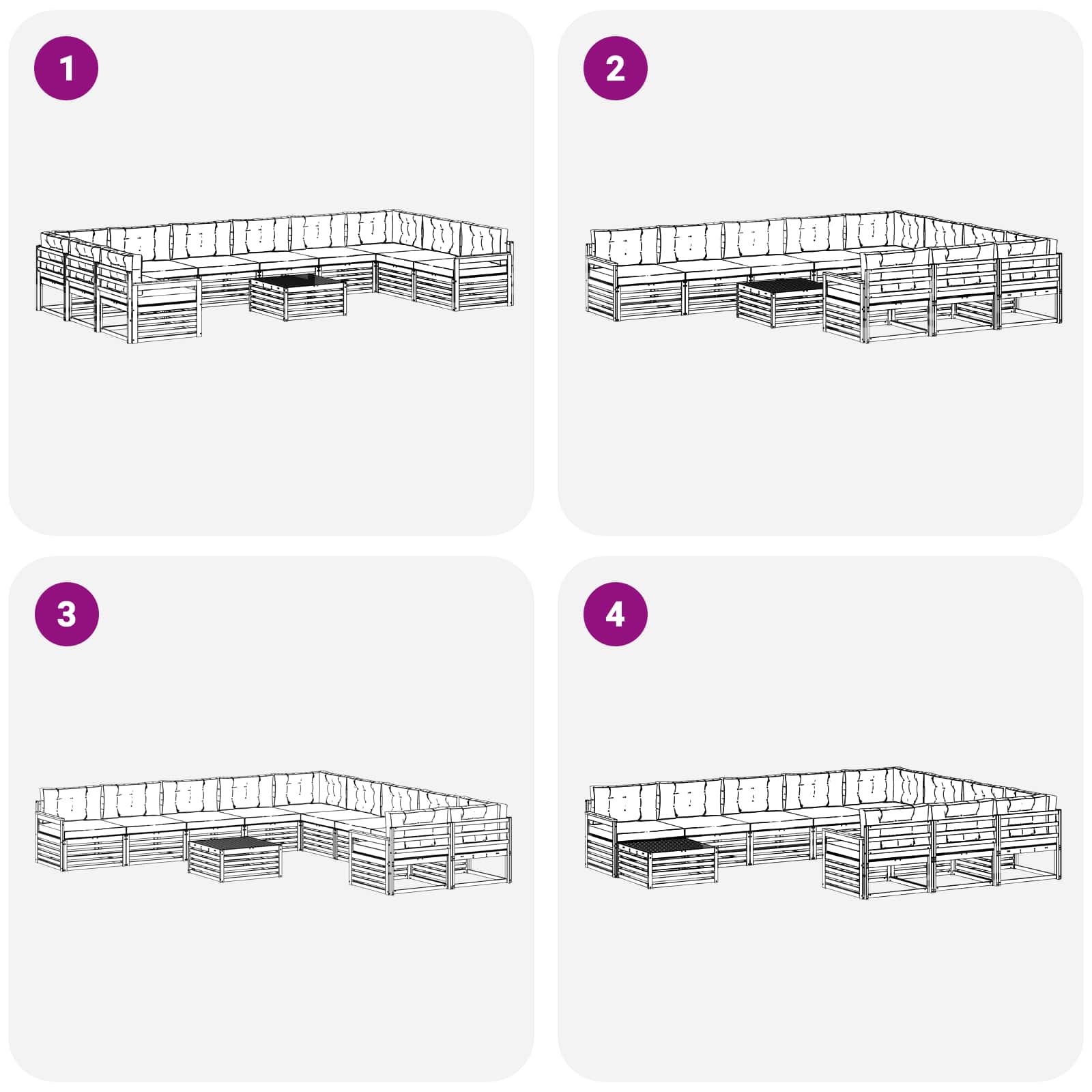 Setovi sofa 11 pcs Prirodna i krem Čvrsto drvo akacije