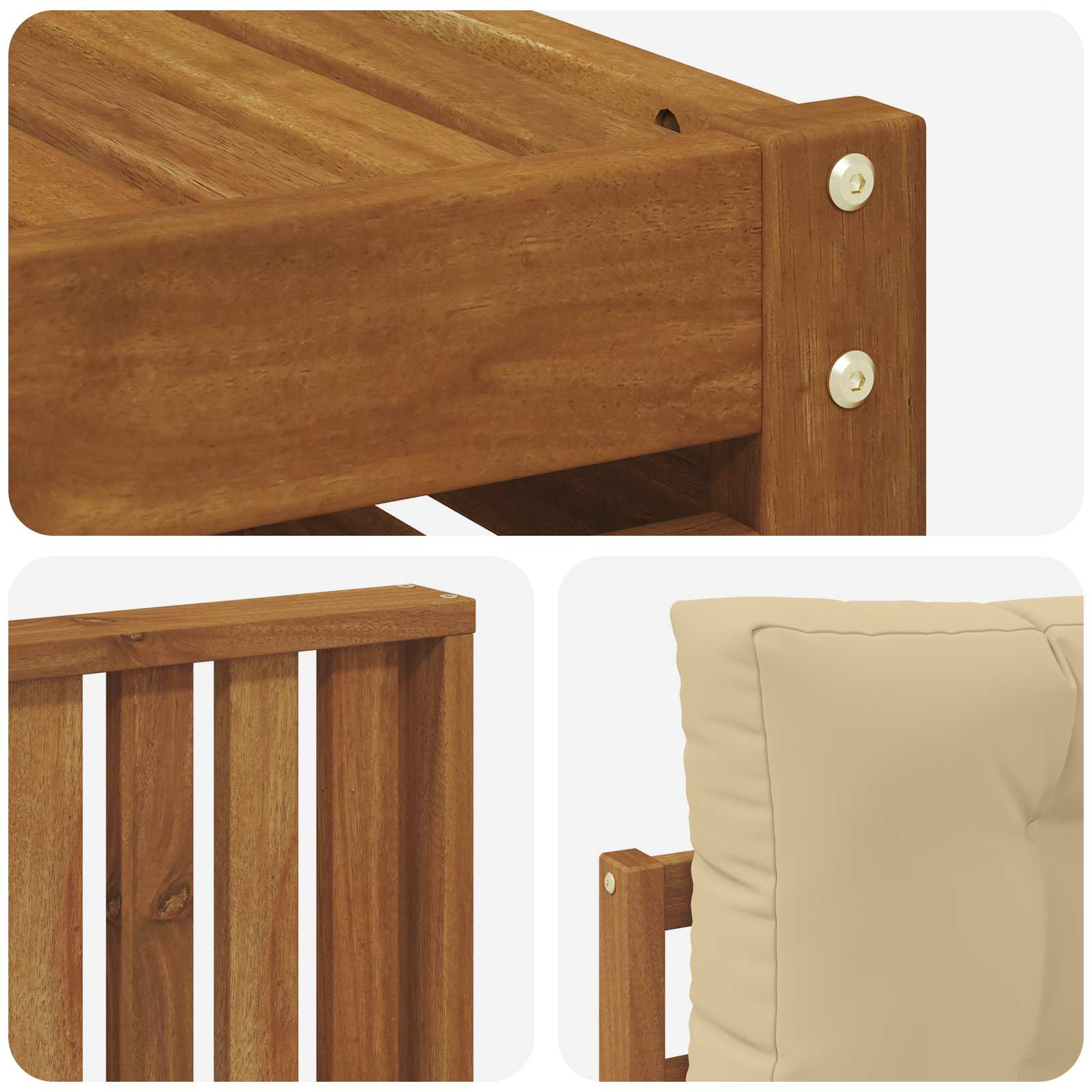 Setovi sofa 11 pcs Prirodna i bež Čvrsto drvo akacije