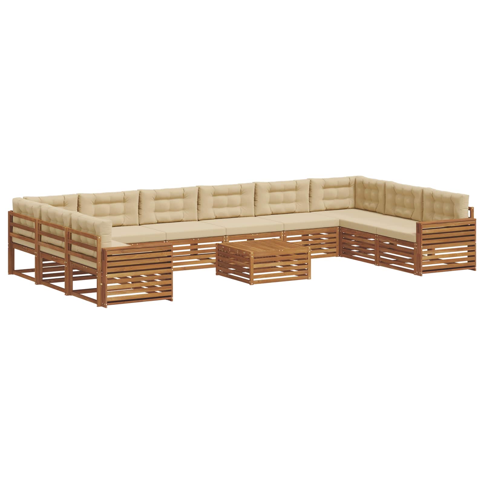 Setovi sofa 11 pcs Prirodna i bež Čvrsto drvo akacije