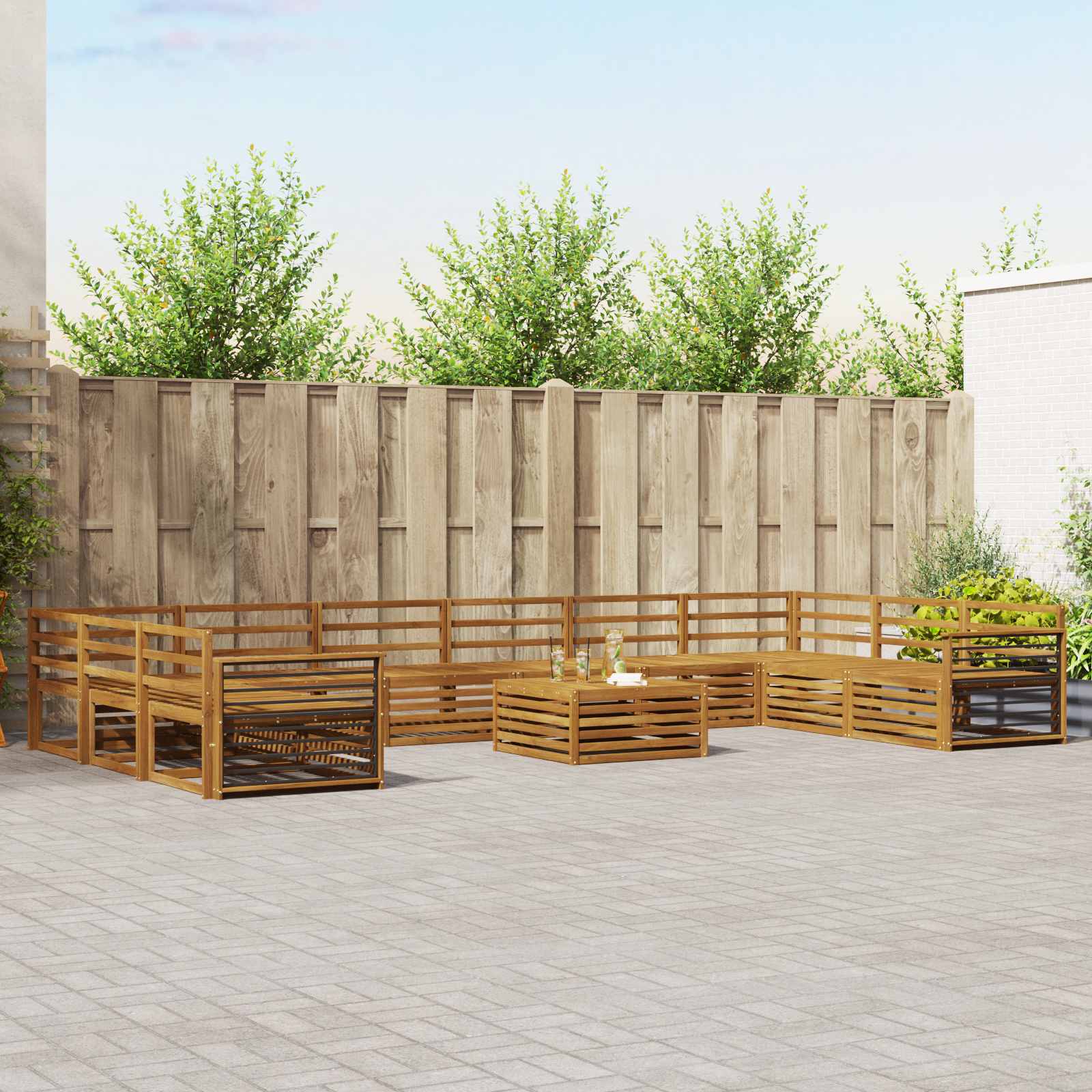 Setovi sofa 11 pcs Prirodna Čvrsto drvo akacije