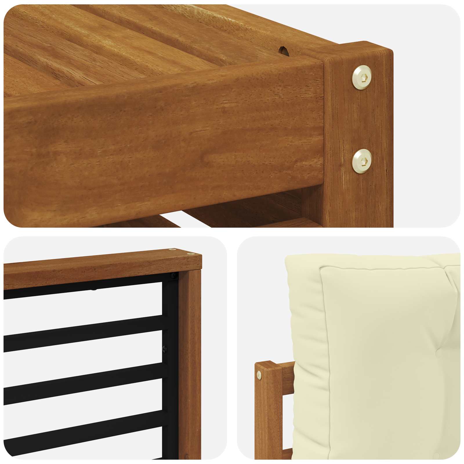 Setovi sofa 11 pcs Prirodna i krem Čvrsto drvo akacije