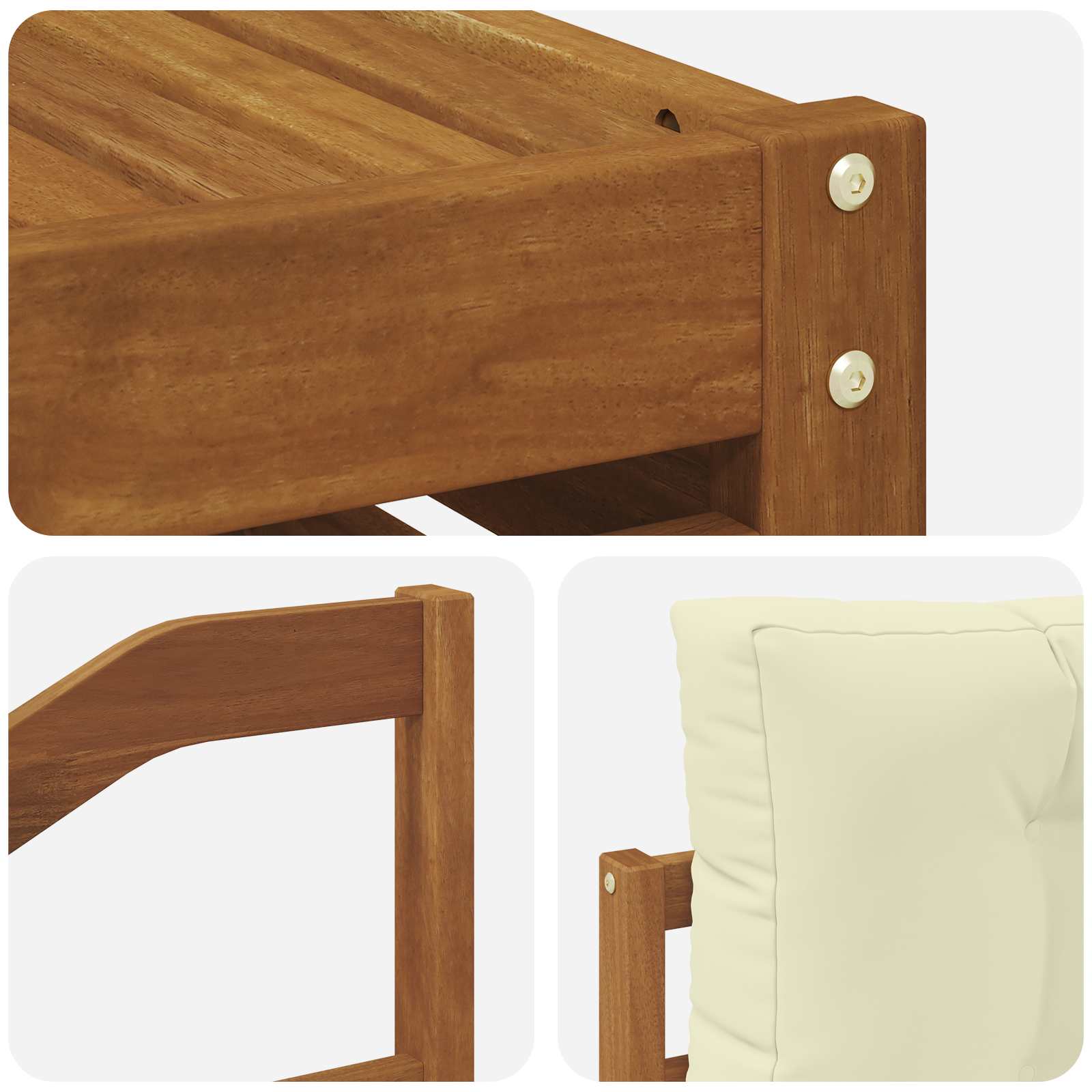 Setovi sofa 11 pcs Prirodna i krem Čvrsto drvo akacije