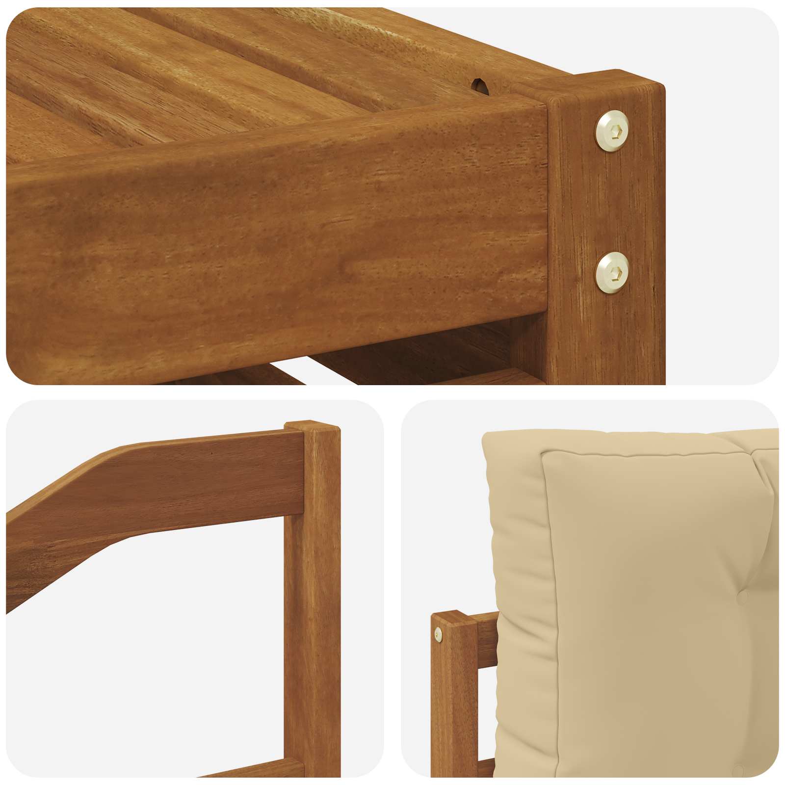 Setovi sofa 11 pcs Prirodna i bež Čvrsto drvo akacije