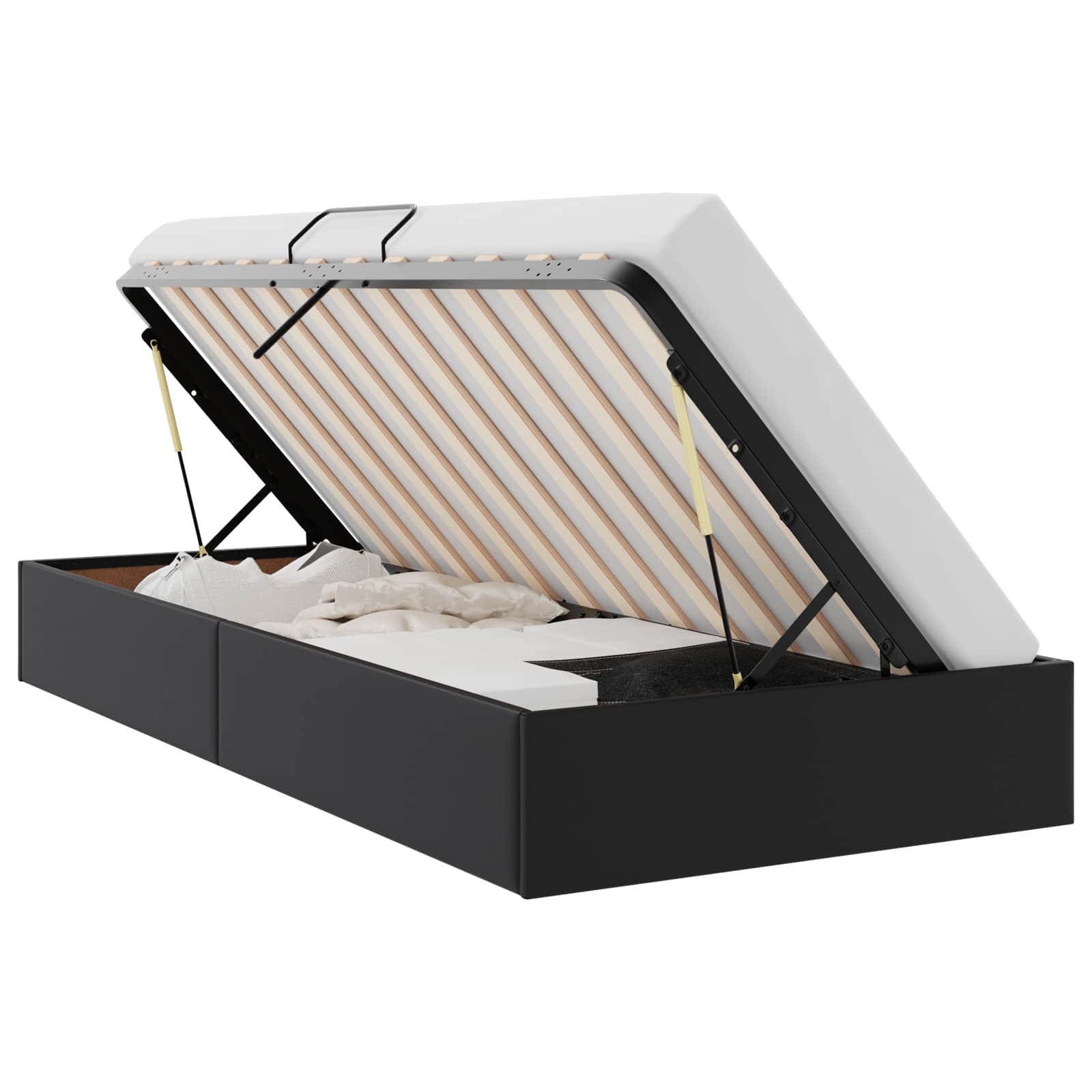 Krevet s od storage s uzglavljem Crna 90 x 190 cm Umjetna koža