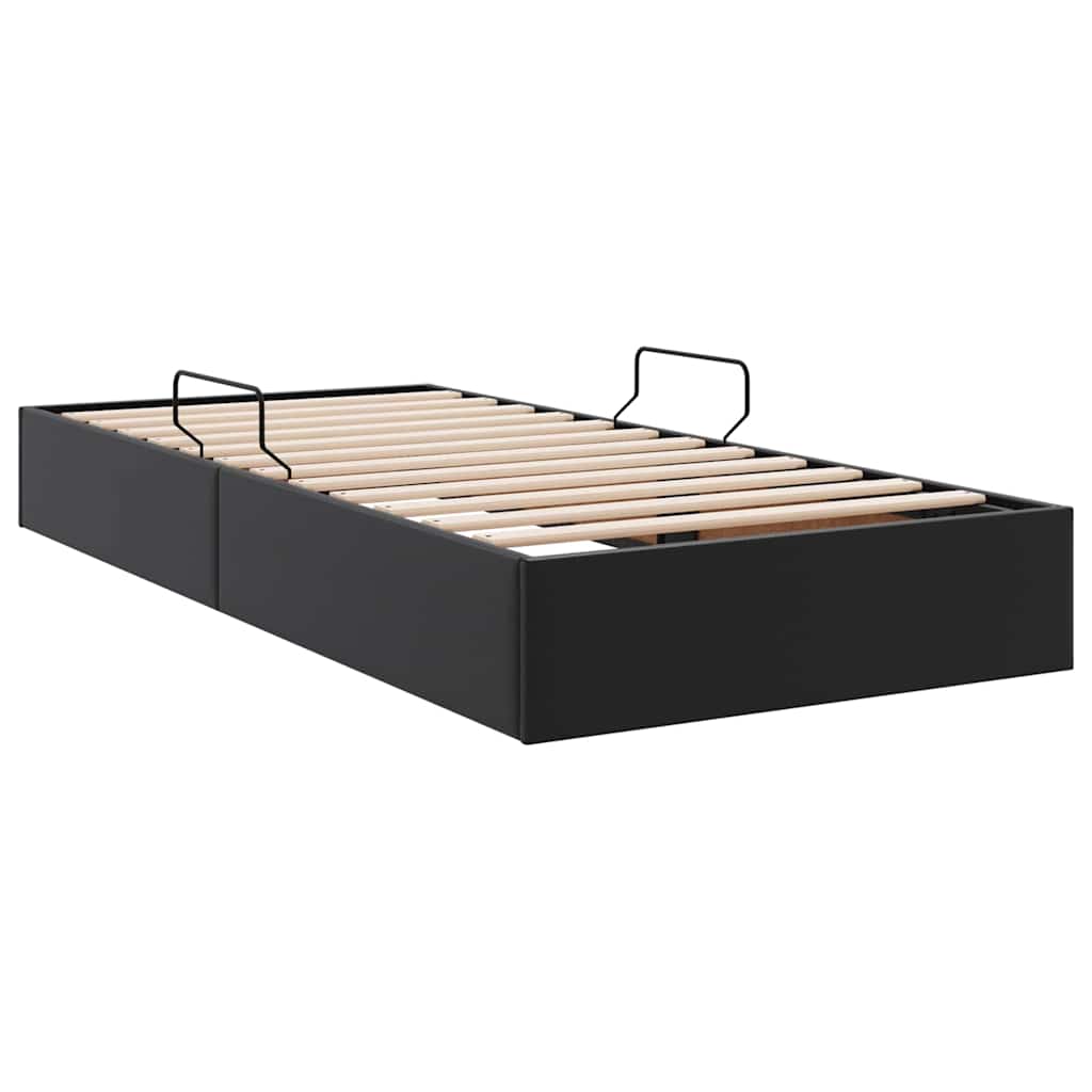 Krevet s od storage s uzglavljem Crna 90 x 190 cm Umjetna koža
