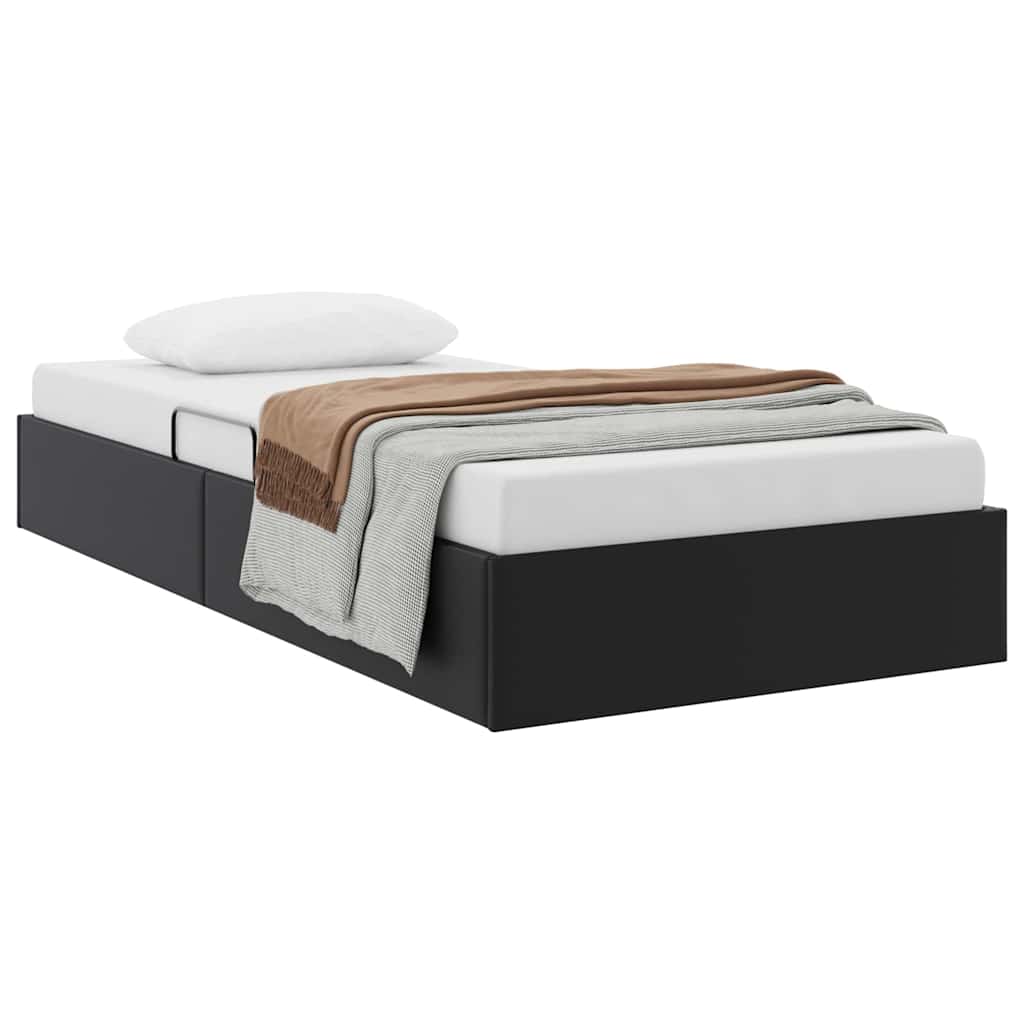 Krevet s od storage s uzglavljem Crna 90 x 190 cm Umjetna koža
