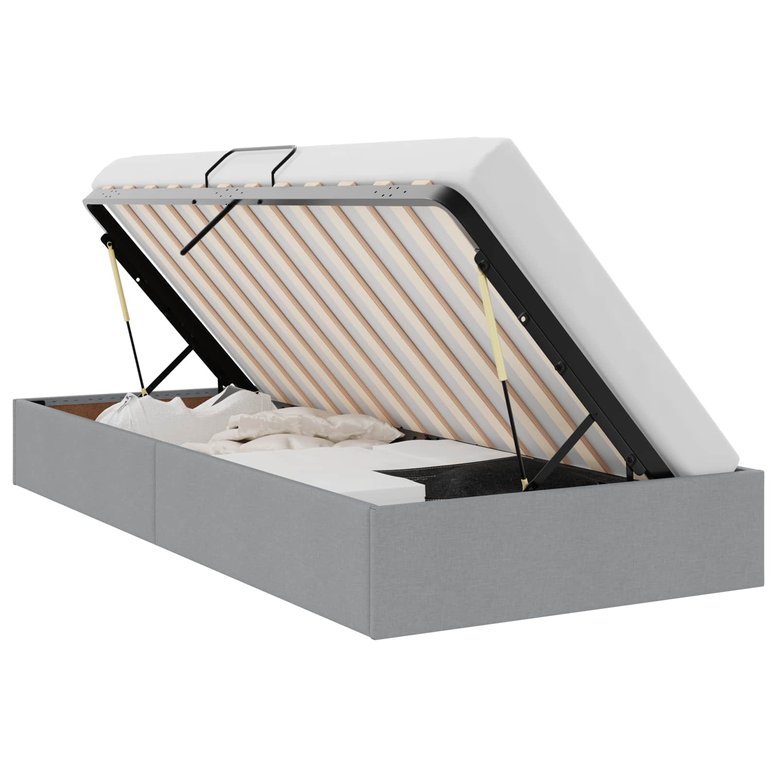 Krevet s od storage Svijetlo siva 90 x 190 cm tkanina