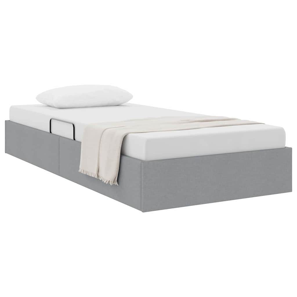 Krevet s od storage Svijetlo siva 90 x 190 cm tkanina