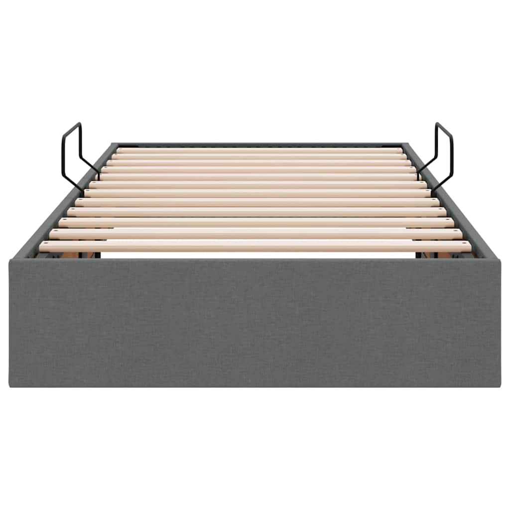 Krevet s od storage s uzglavljem Tamno siva 90 x 190 cm tkanina