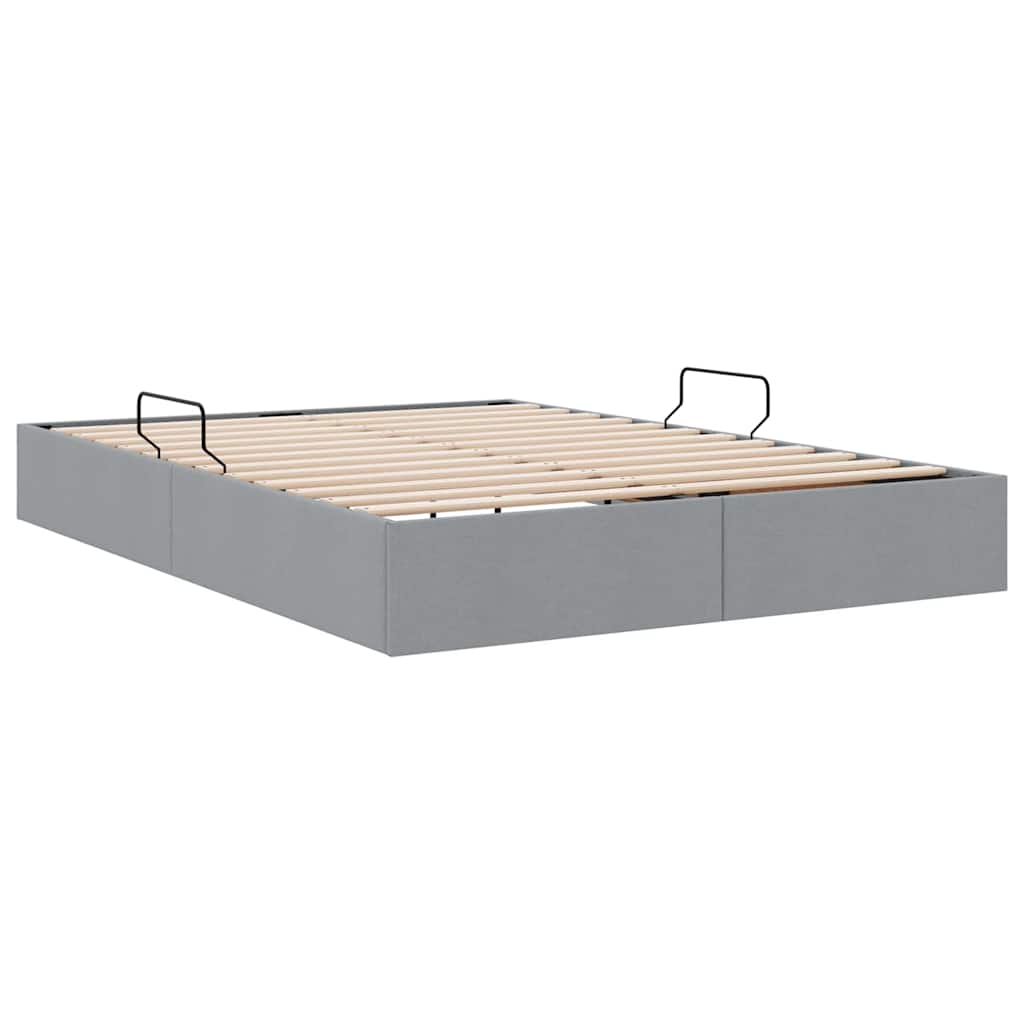 Krevet s od storage Svijetlo siva 135 x 190 cm tkanina