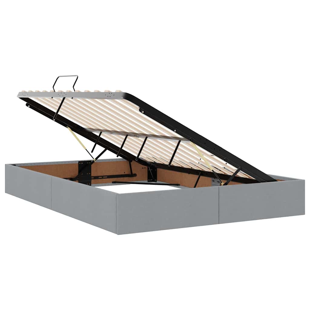 Krevet s od storage Svijetlo siva 135 x 190 cm tkanina