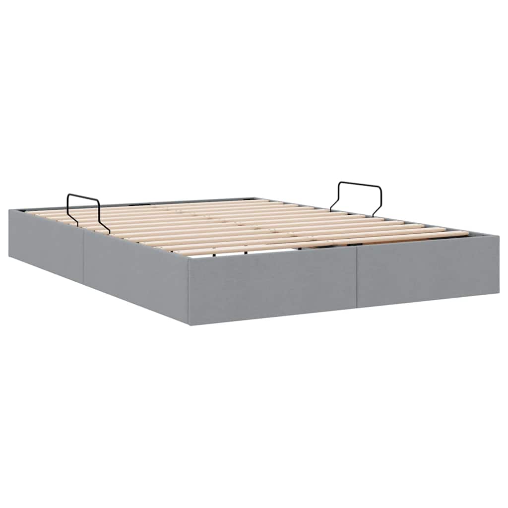 Krevet s od storage Svijetlo siva 135 x 190 cm tkanina
